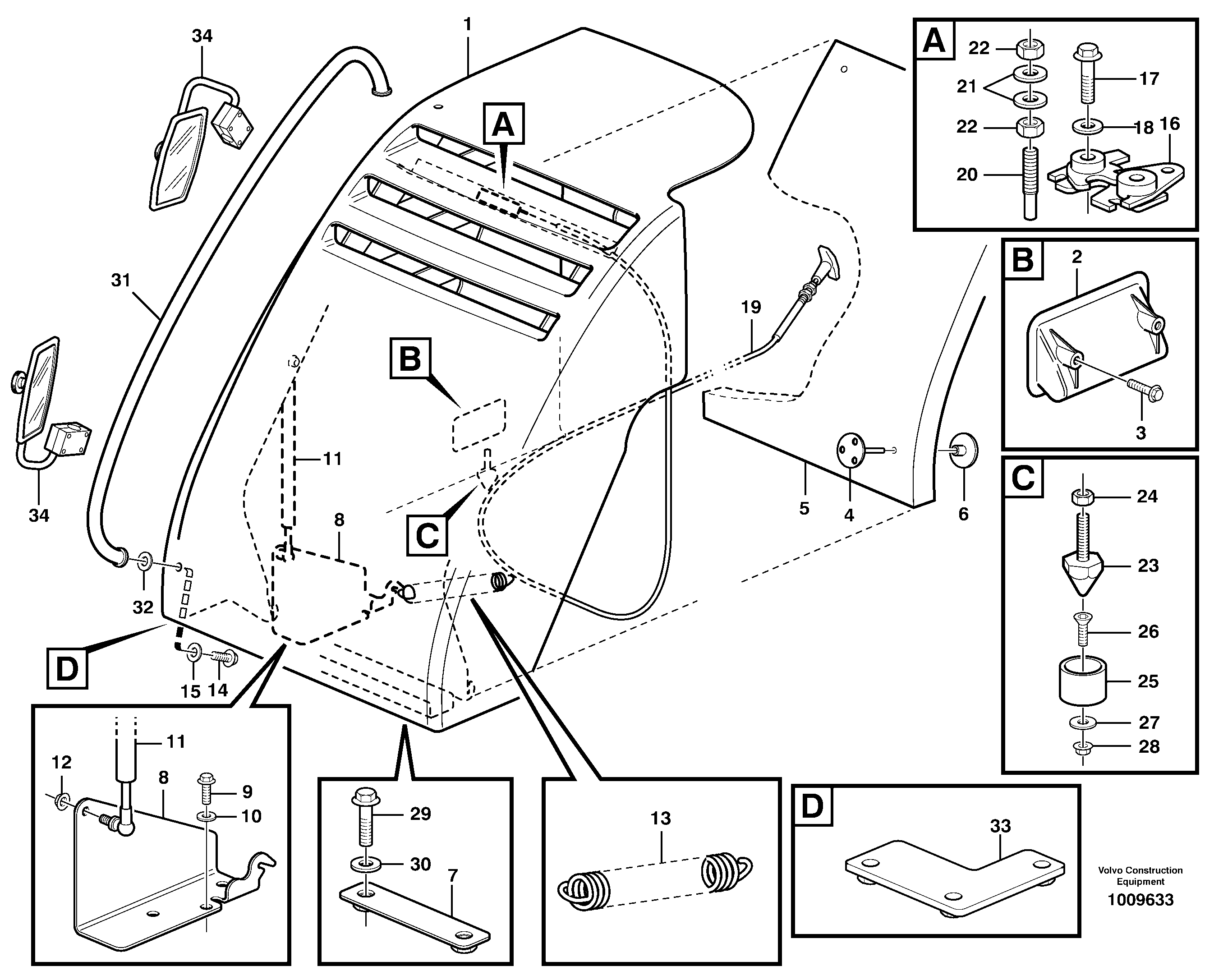 Схема запчастей Volvo EW160B - 94866 Front cover EW160B
