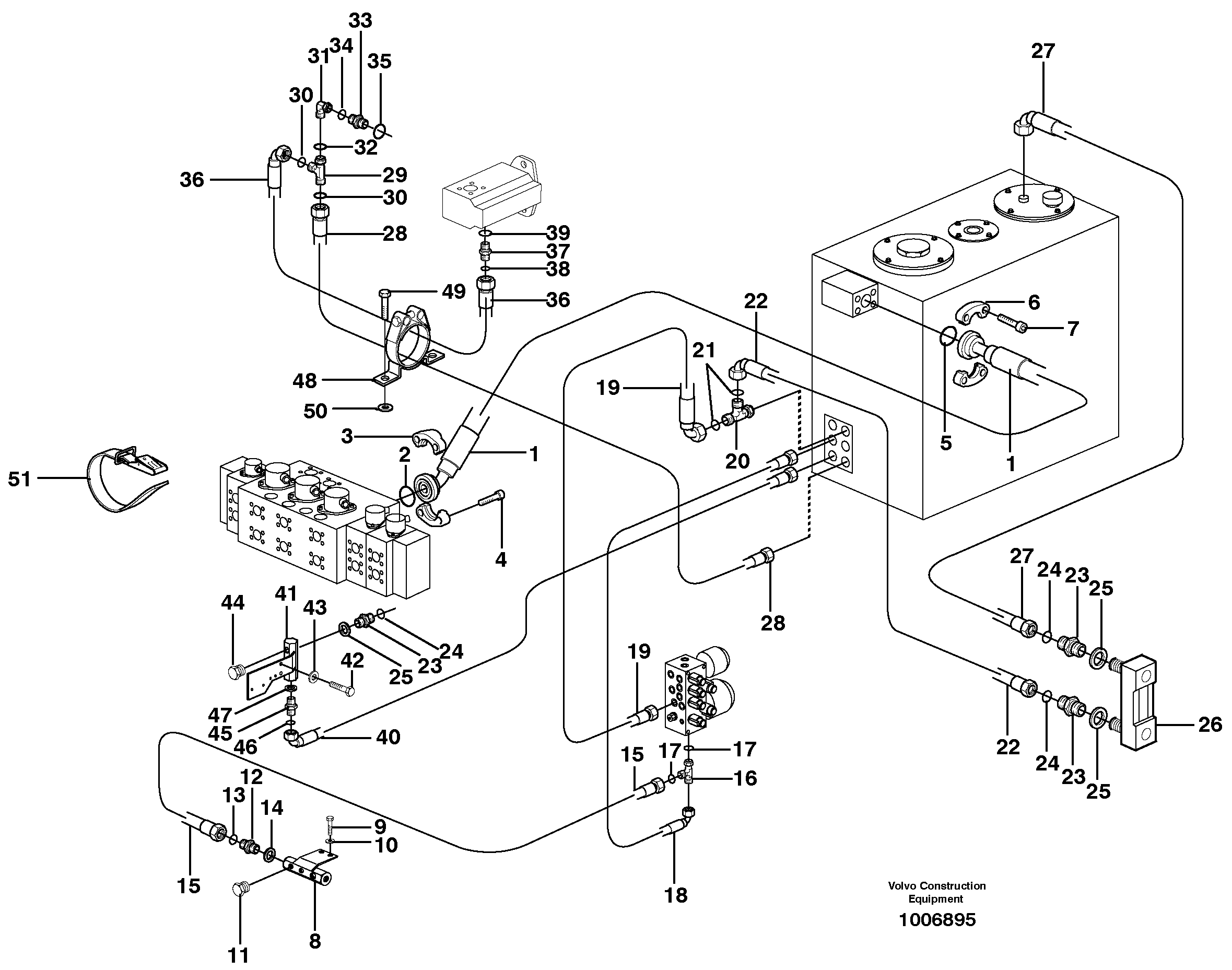 Схема запчастей Volvo EW160B - 105644 Hydraulic system, return lines EW160B
