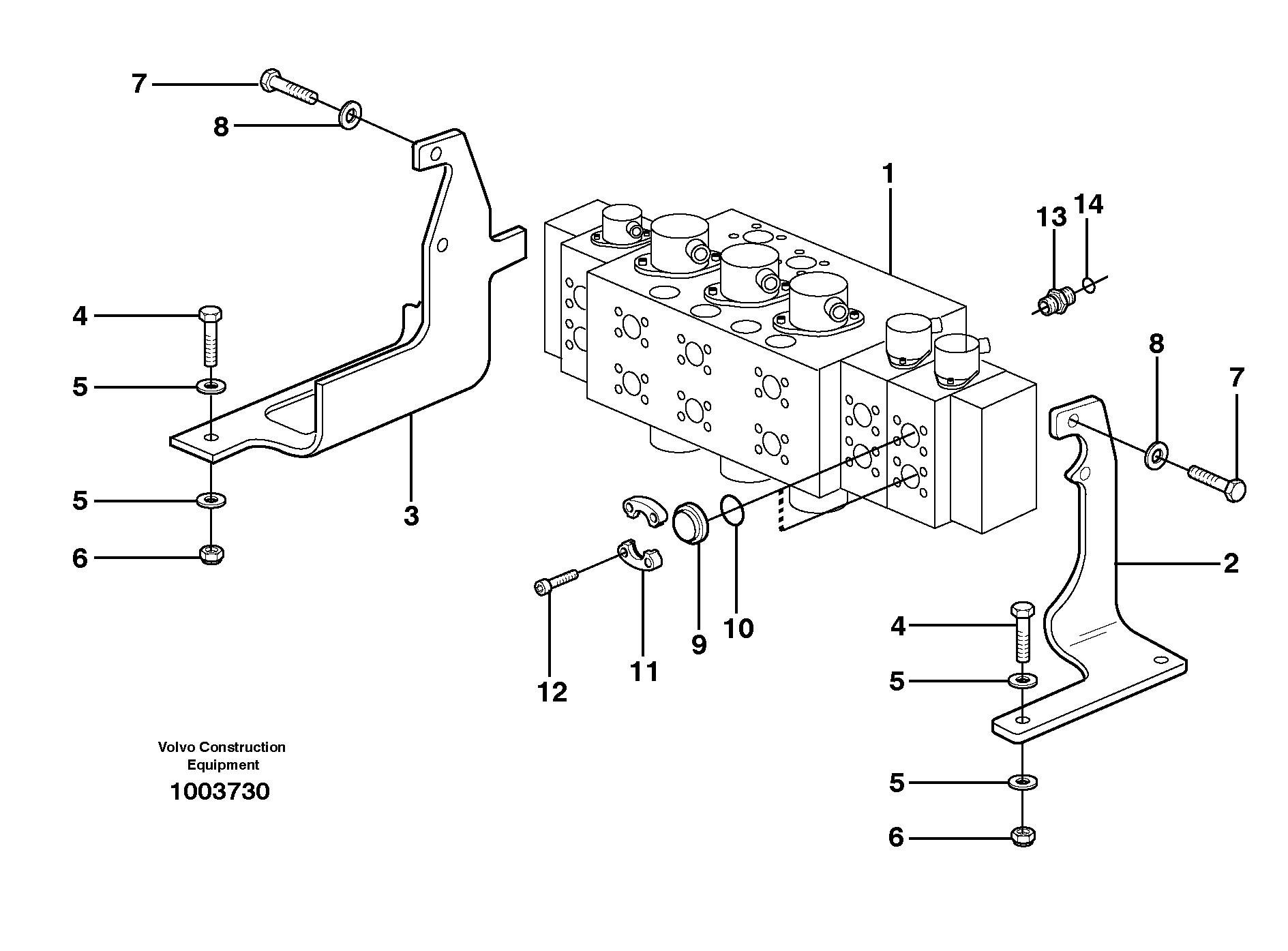 Схема запчастей Volvo EW160B - 91636 Main valve assembly with fitting parts EW160B