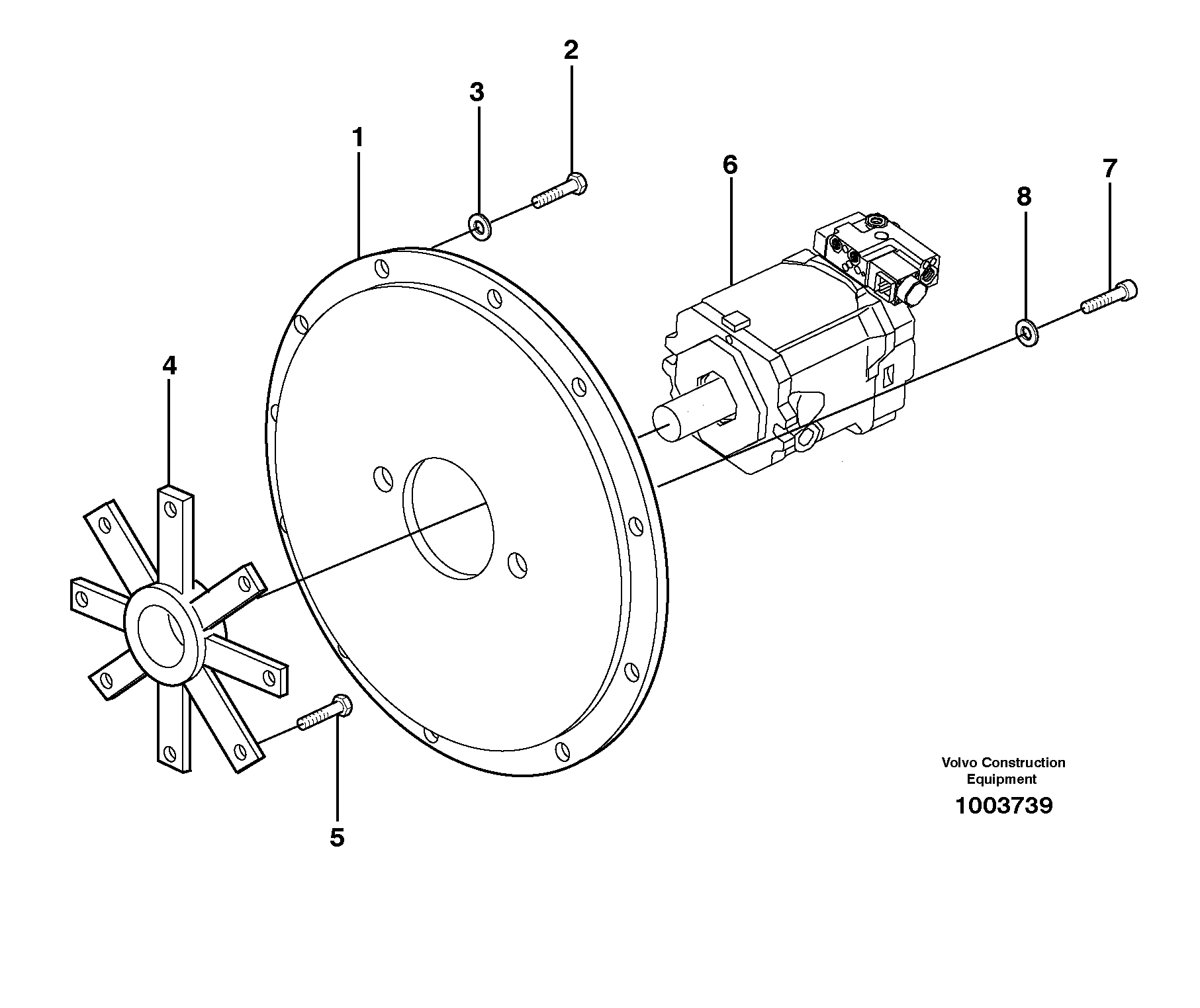 Схема запчастей Volvo EW160B - 37978 Pump installation EW160B