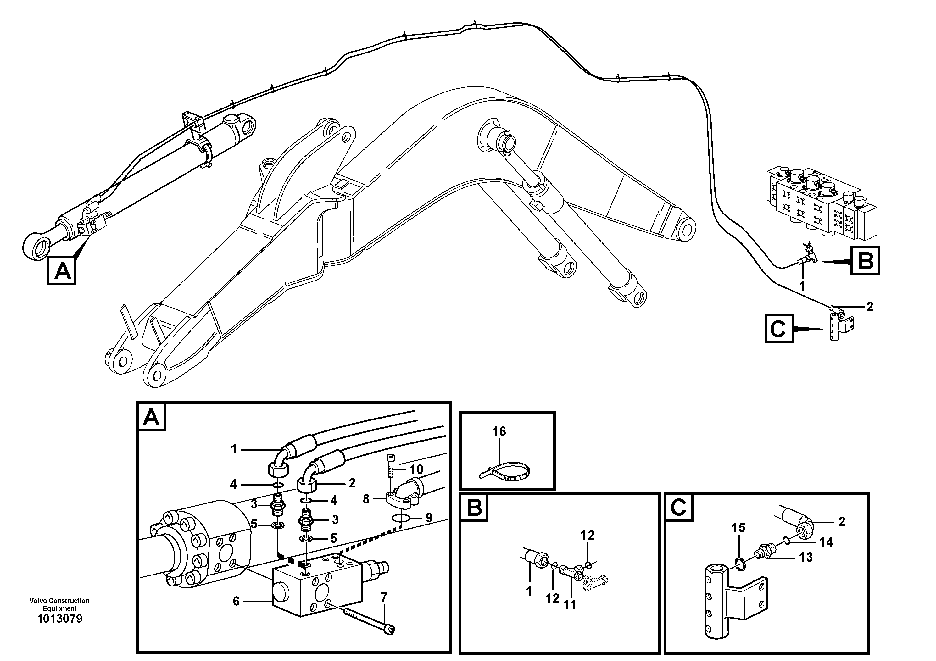 Схема запчастей Volvo EW160B - 18535 Servo hydraulics, Hose break valve EW160B