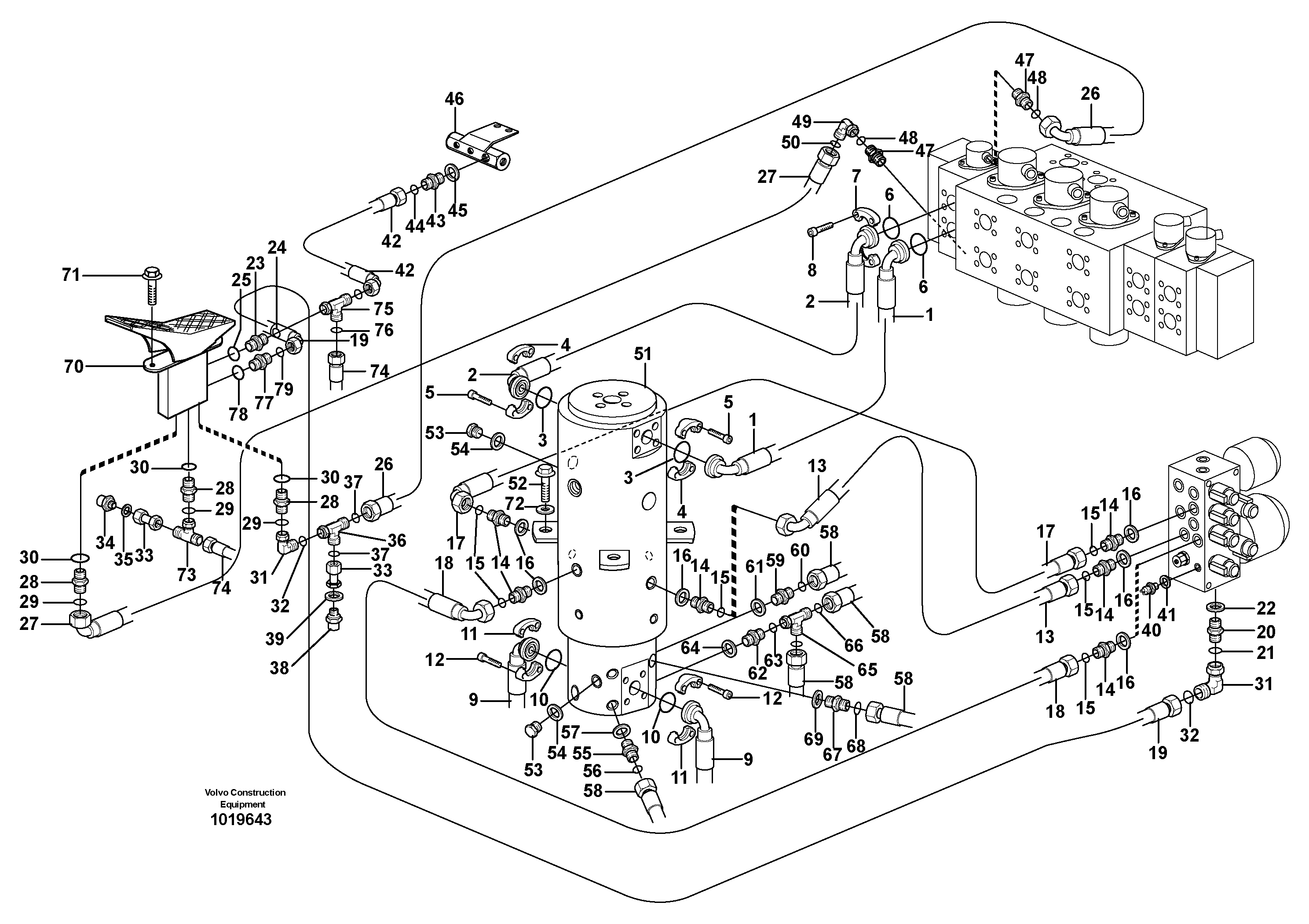 Схема запчастей Volvo EW160B - 4988 Hydraulic system, transport in uppercarrige EW160B