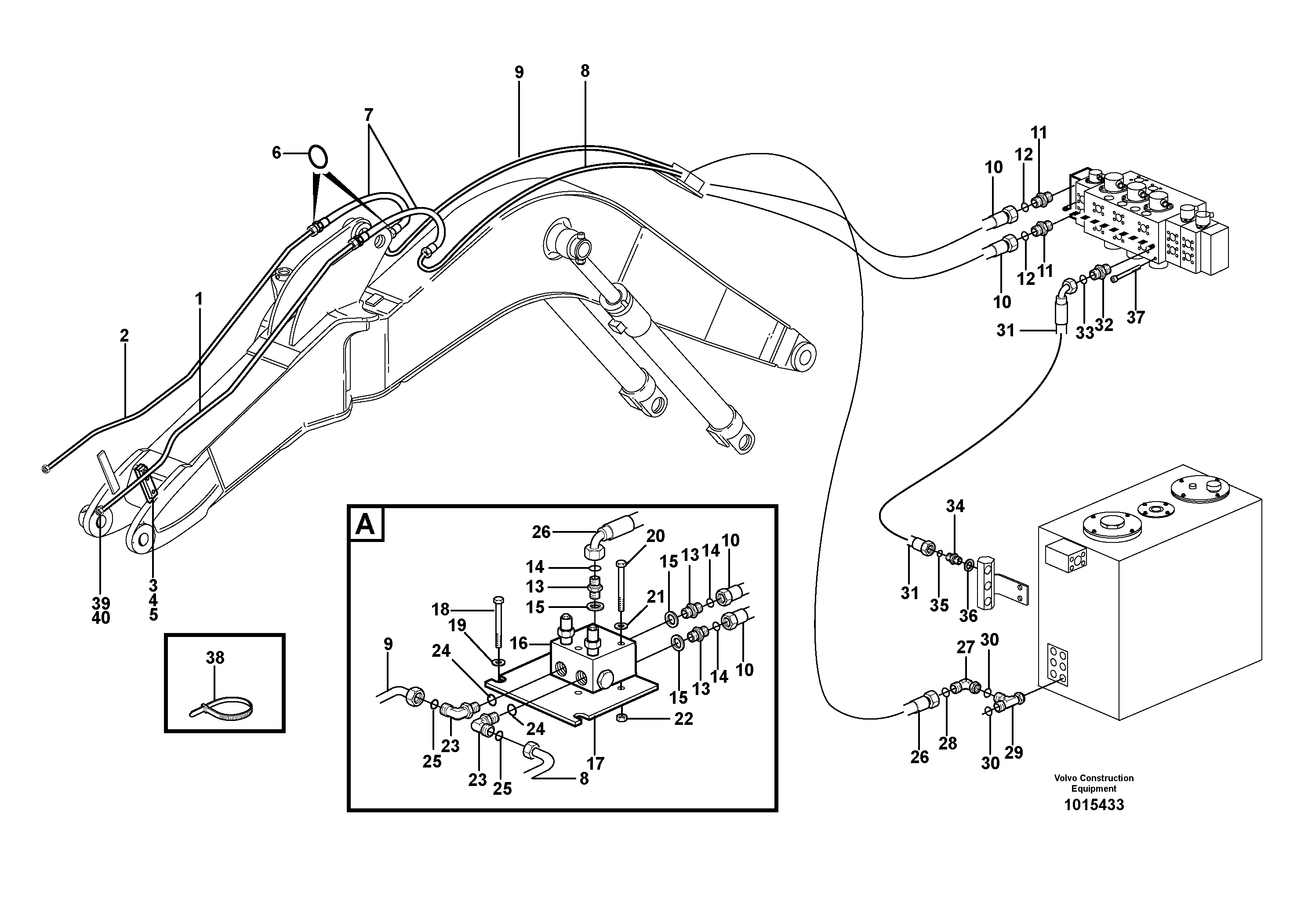 Схема запчастей Volvo EW160B - 106759 Attachment hydraulics, offset special, X3 EW160B
