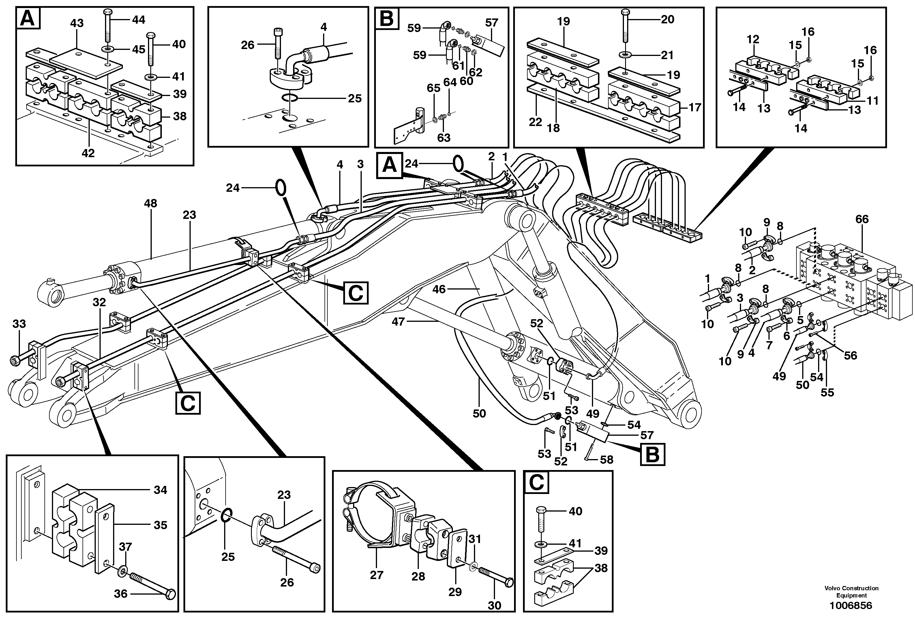 Схема запчастей Volvo EW160B - 18541 Hydraulic system adjustable boom EW160B