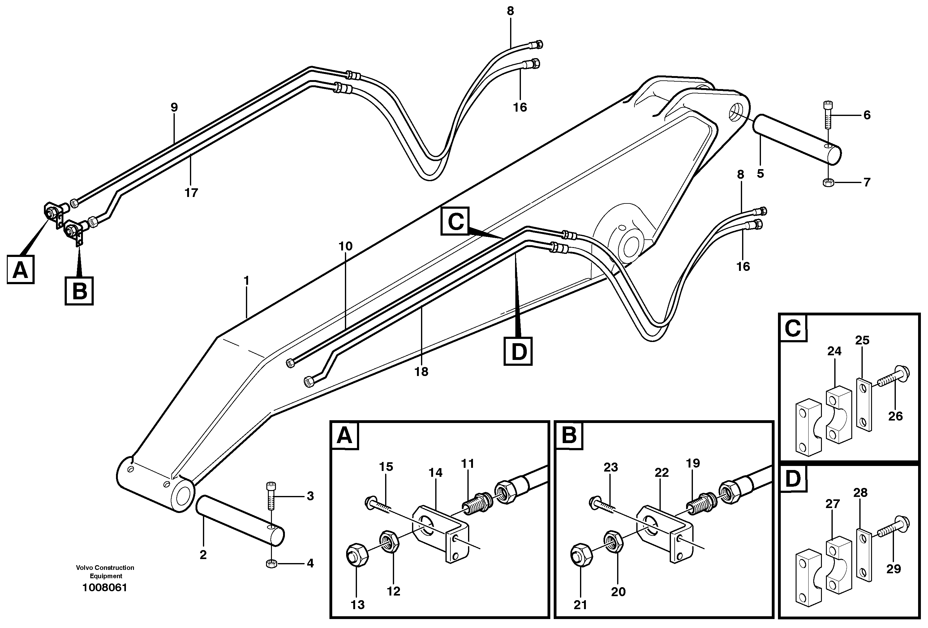Схема запчастей Volvo EW160B - 44543 Hydr. equipm. on dipper arm, 2.95m EW160B