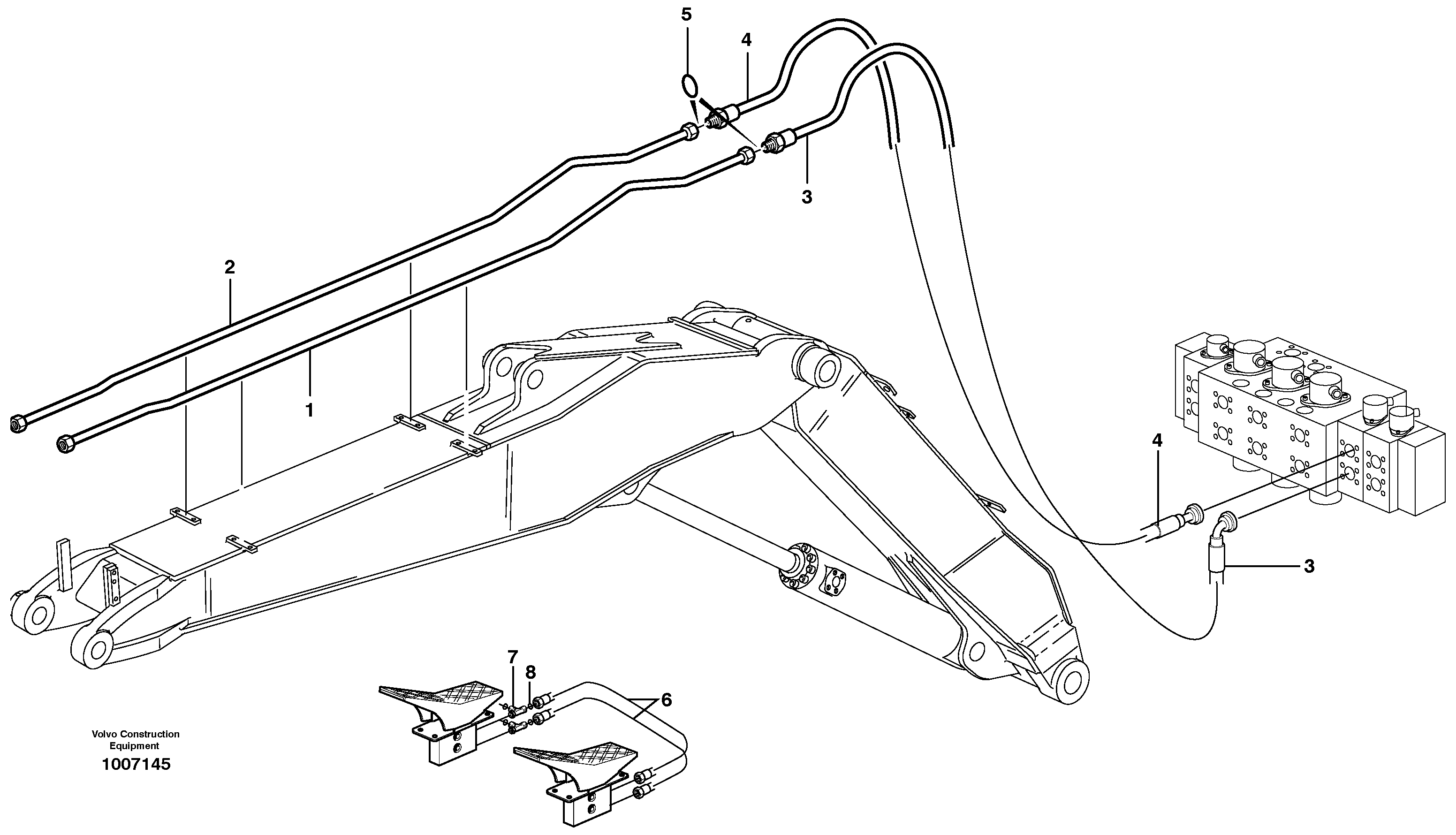 Схема запчастей Volvo EW160B - 45451 Hydr. equipm. on adjustable boom, X1 EW160B