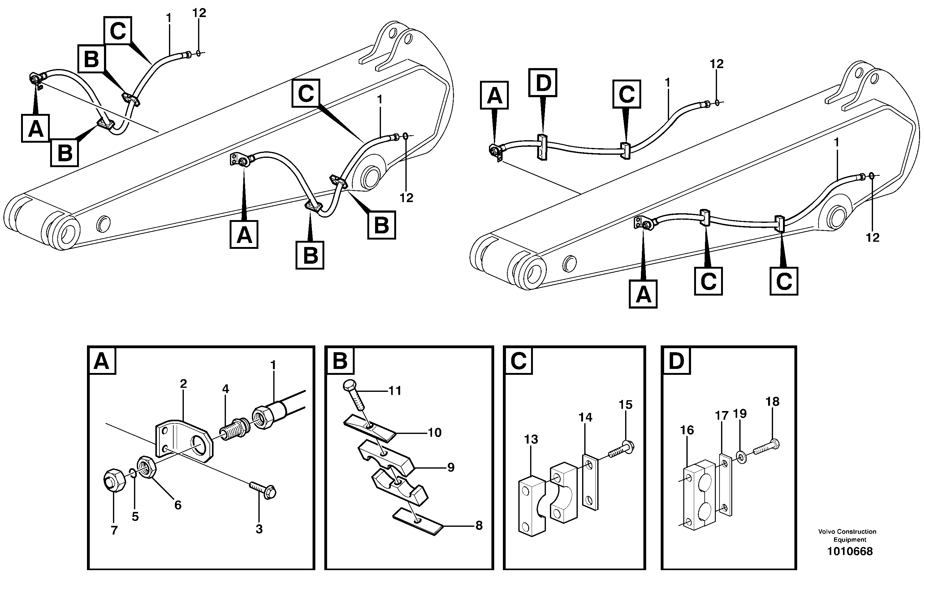 Схема запчастей Volvo EW160B - 45787 Hydr. equipm. on dipper arm, X1 EW160B