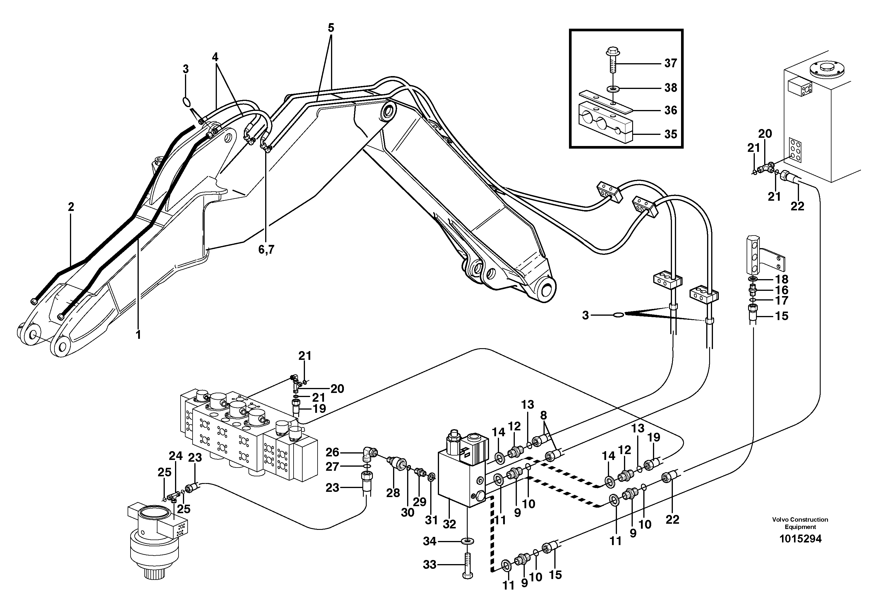 Схема запчастей Volvo EW160B - 45796 Equipment hydraulics, offset EW160B