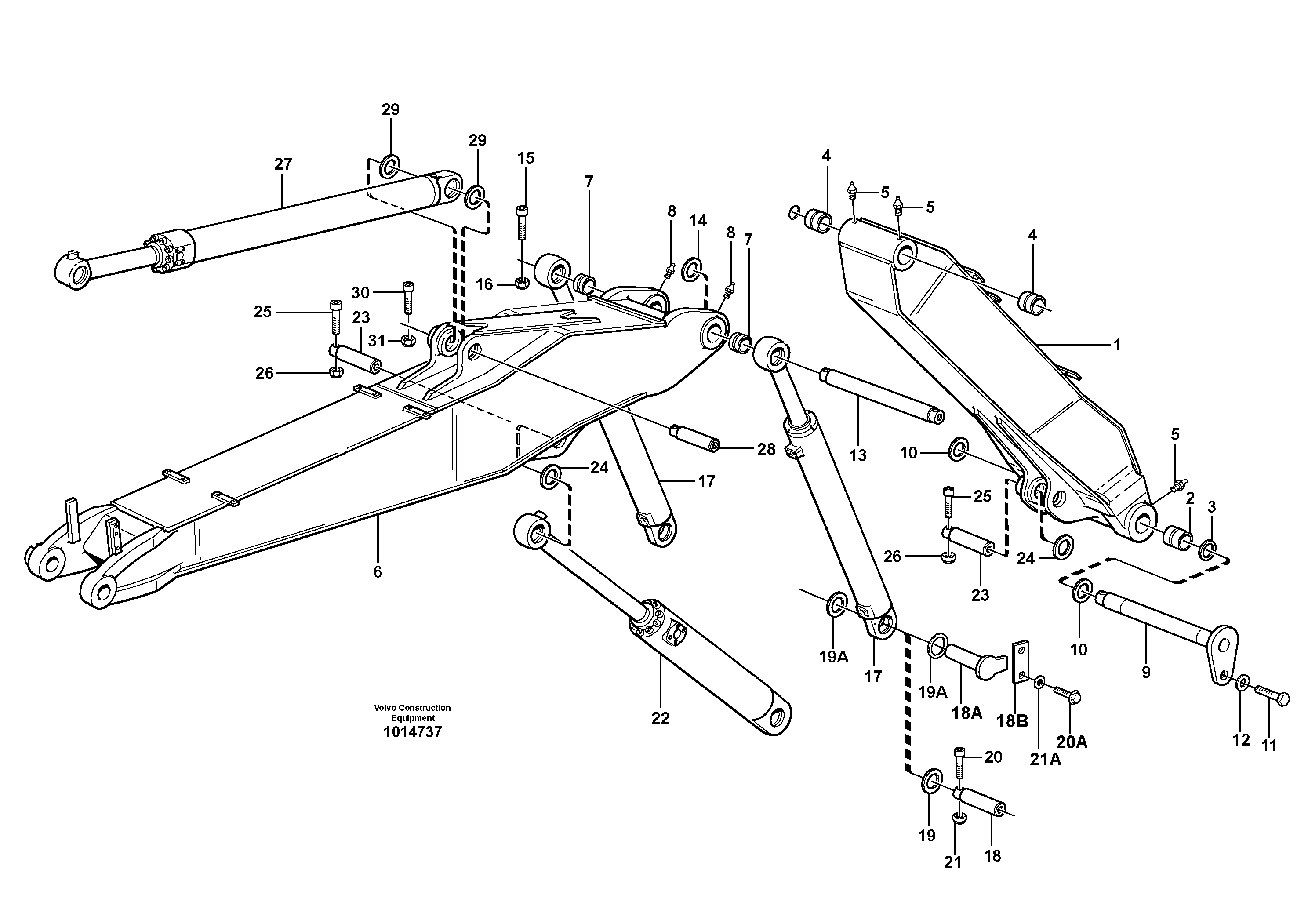 Схема запчастей Volvo EW160B - 9621 Adjustable boom EW160B