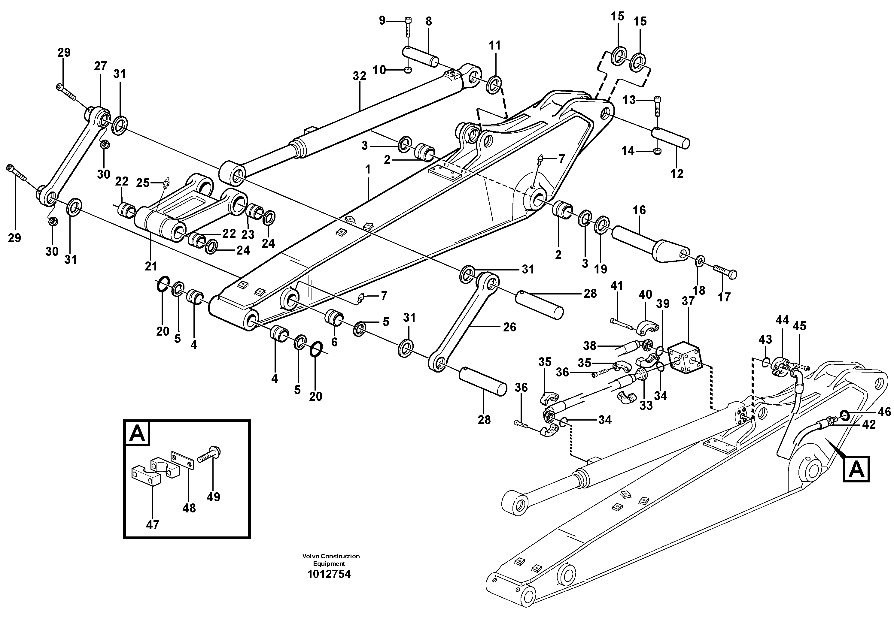 Схема запчастей Volvo EW160B - 100674 Dipper arm incl. connect EW160B