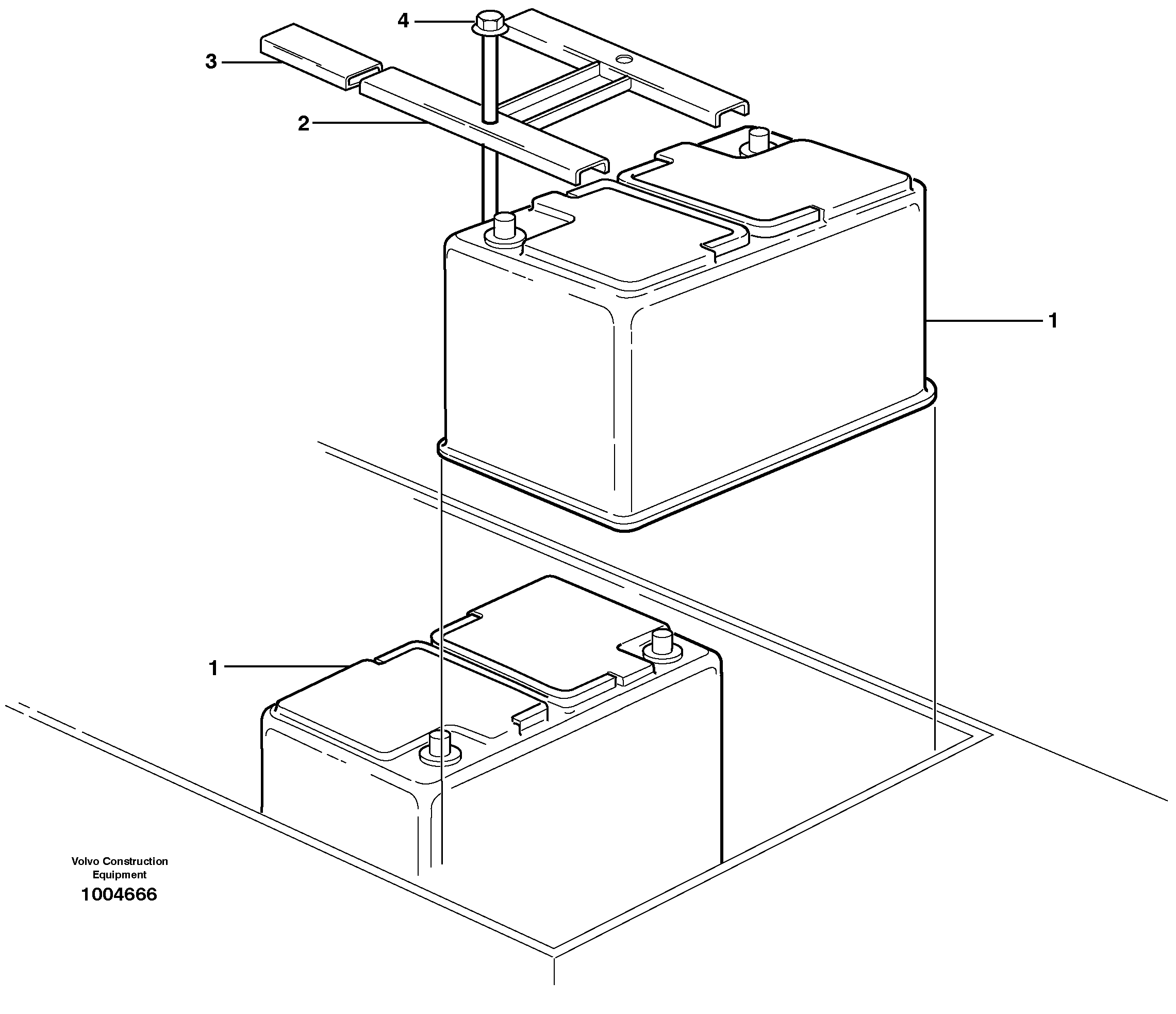 Схема запчастей Volvo EW160B - 32457 Battery with assembling details EW160B