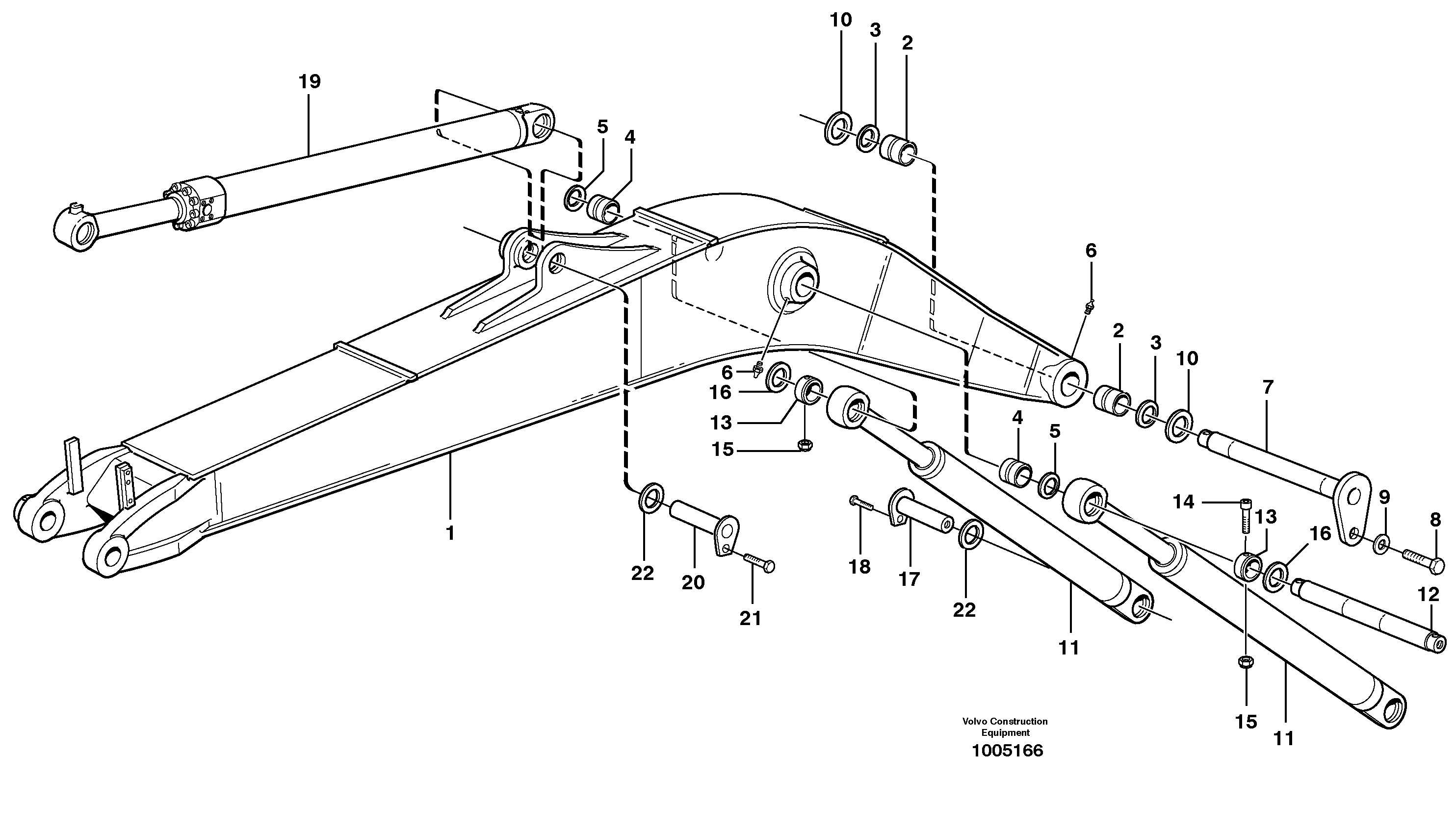 Схема запчастей Volvo EW180B - 76714 Backhoe boom, 5.2m EW180B