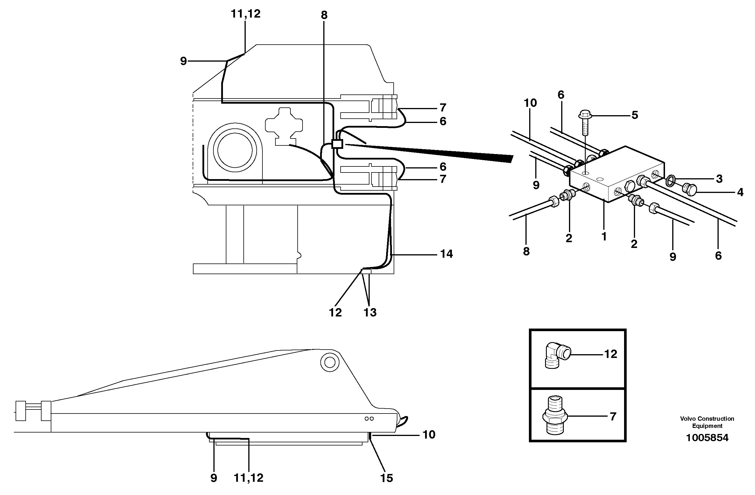 Схема запчастей Volvo EW180B - 3808 Central lubrication. slewing, adjustable boom EW180B