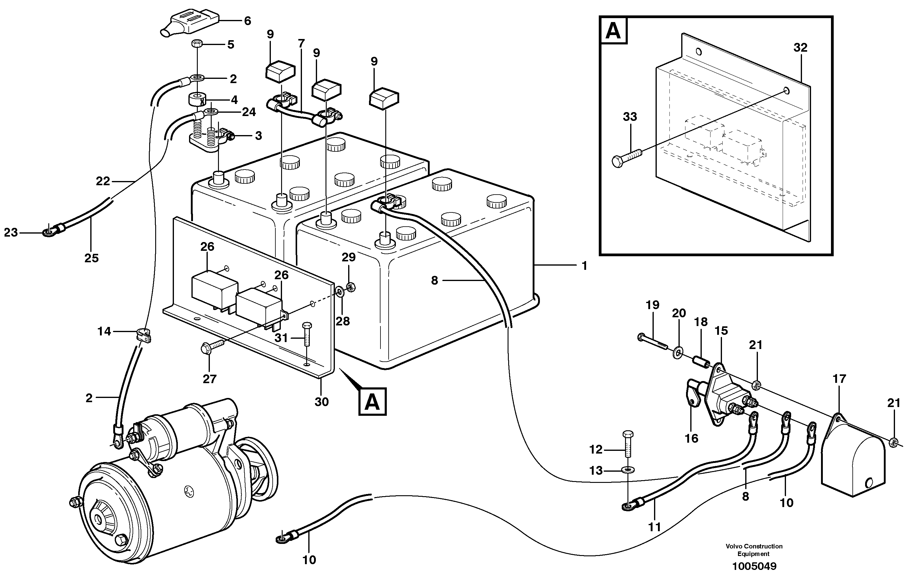Схема запчастей Volvo EW180B - 105705 Cables, battery EW180B