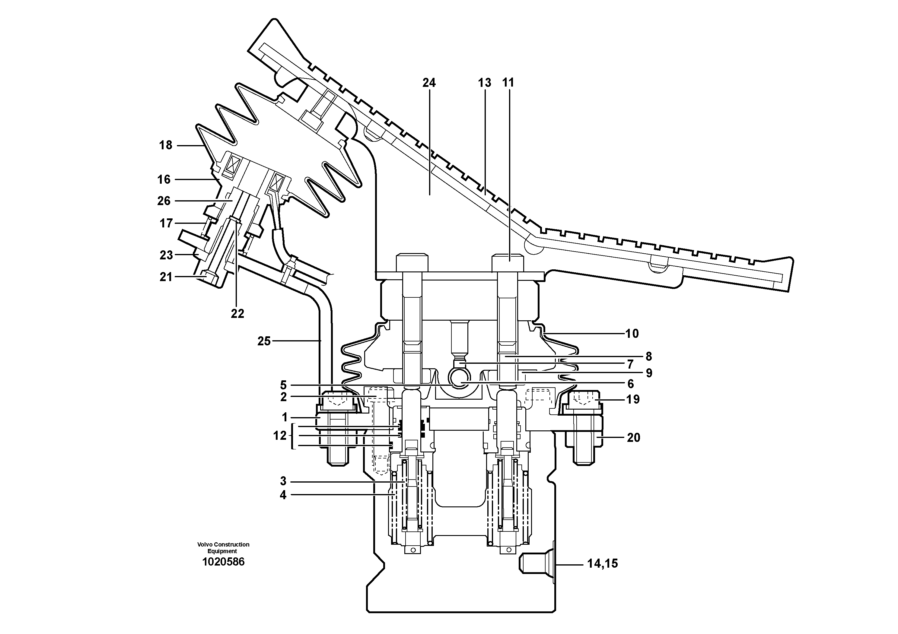 Схема запчастей Volvo EW180B - 104016 Pedal valve, cruise control EW180B