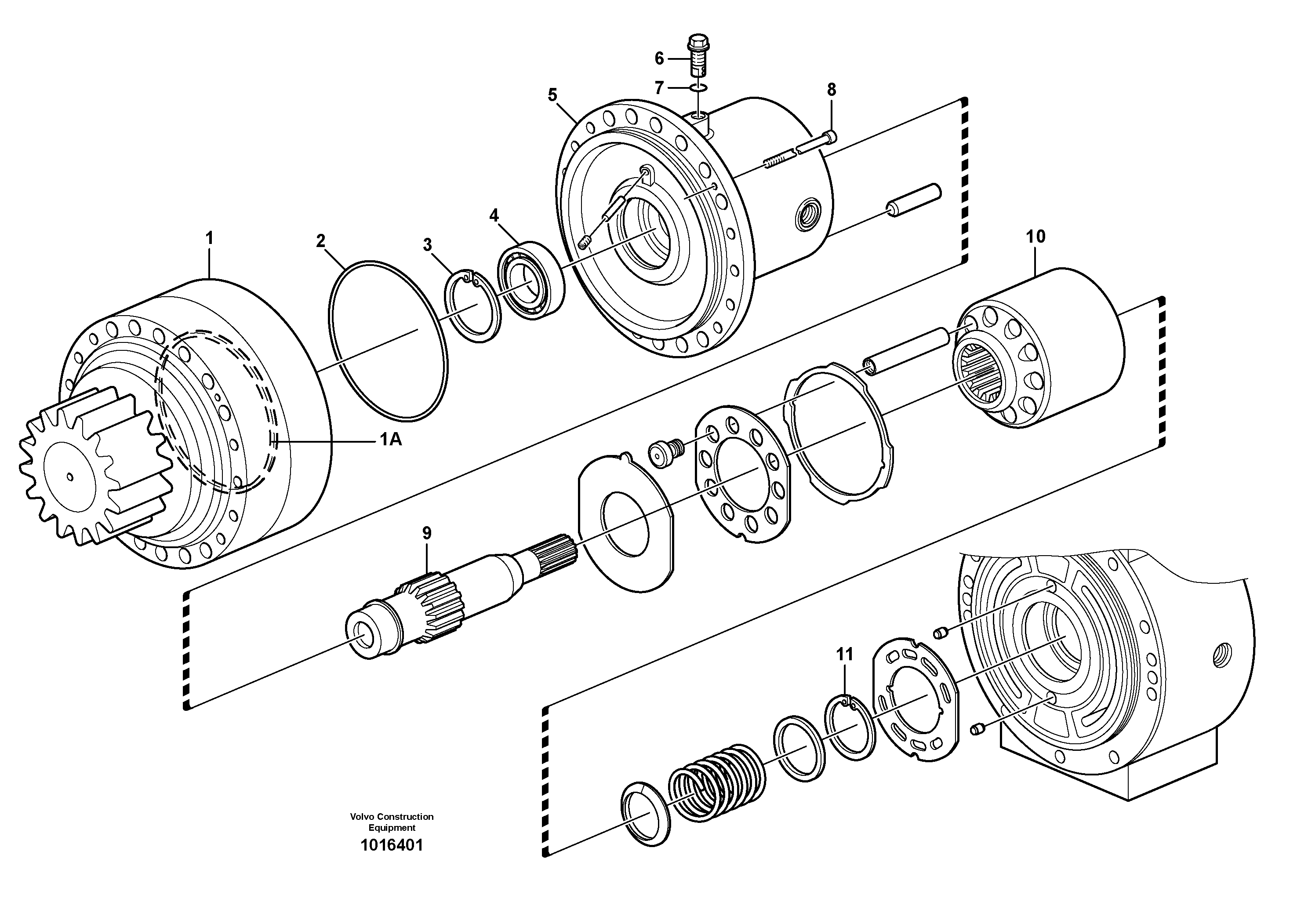 Схема запчастей Volvo EW180B - 1829 Slew motor, drive unit EW180B