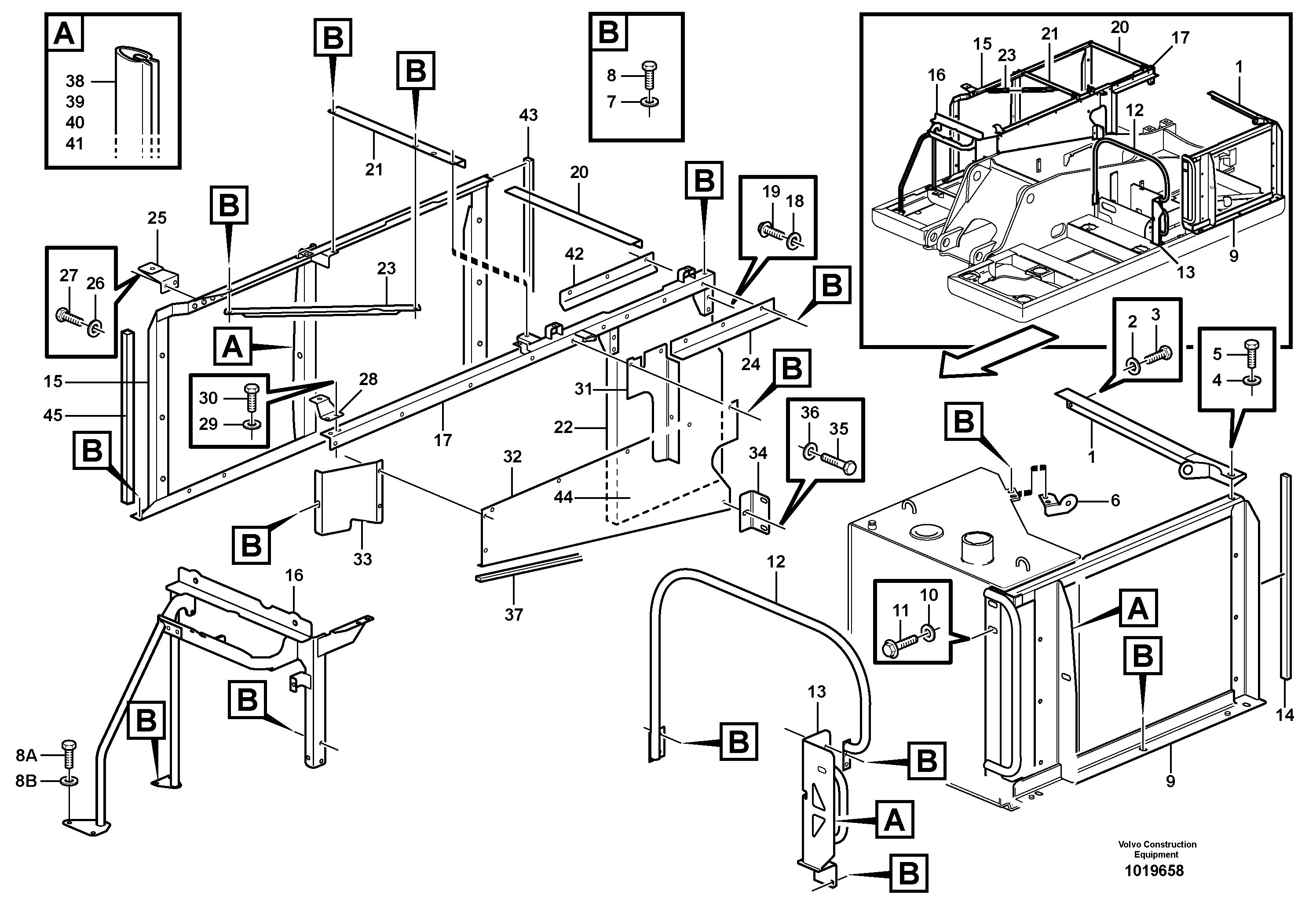 Схема запчастей Volvo EW180B - 17132 Cowl frame EW180B