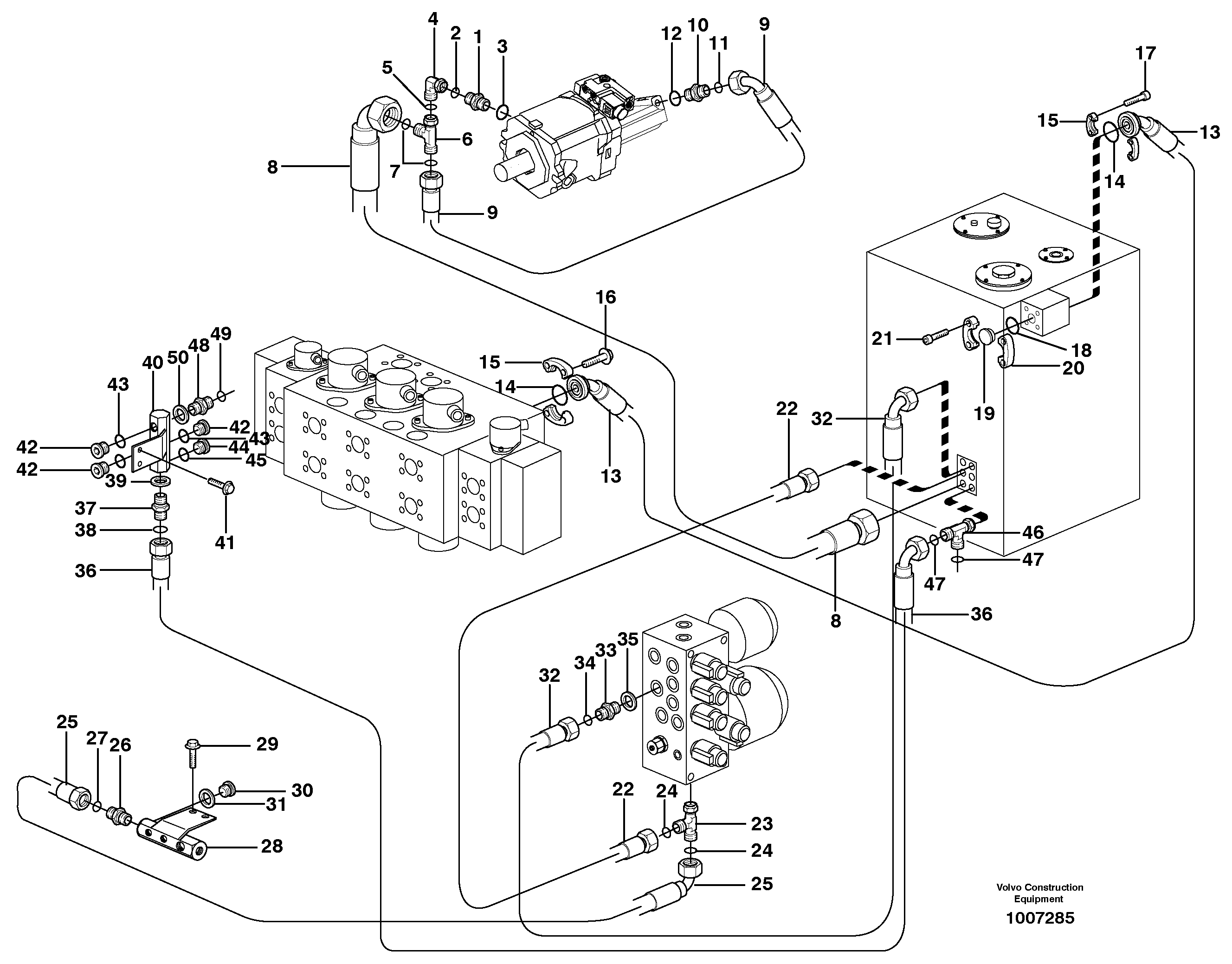Схема запчастей Volvo EW180B - 101833 Hydraulic system, return lines EW180B