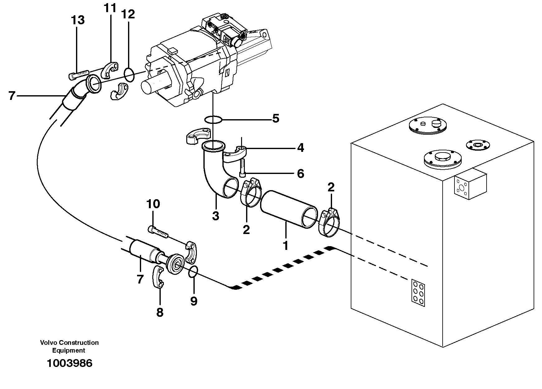 Схема запчастей Volvo EW180B - 4852 Hydraulic system suction lines EW180B