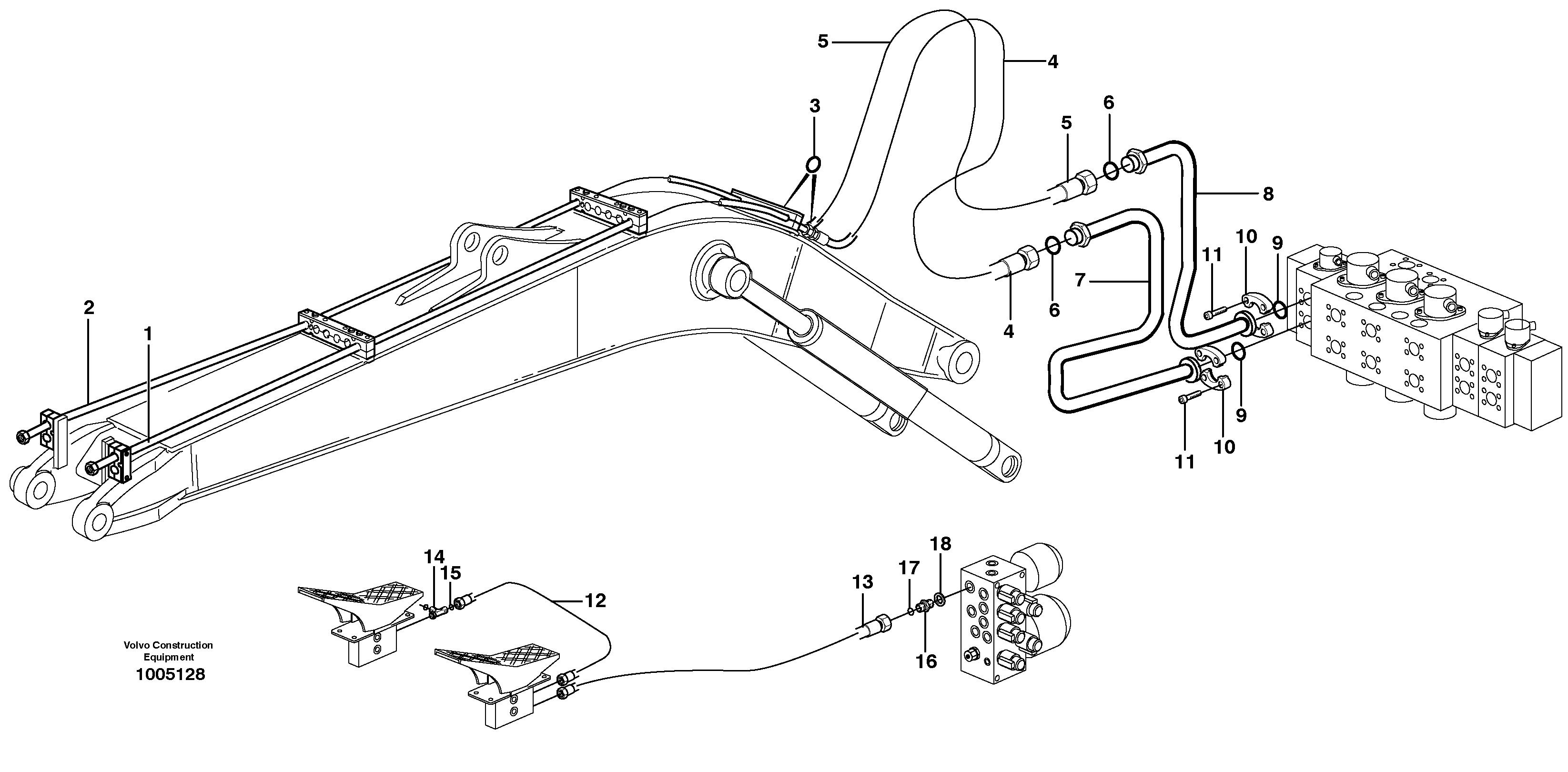 Схема запчастей Volvo EW180B - 4237 Hydr. equipm. on mono boom, X1 EW180B
