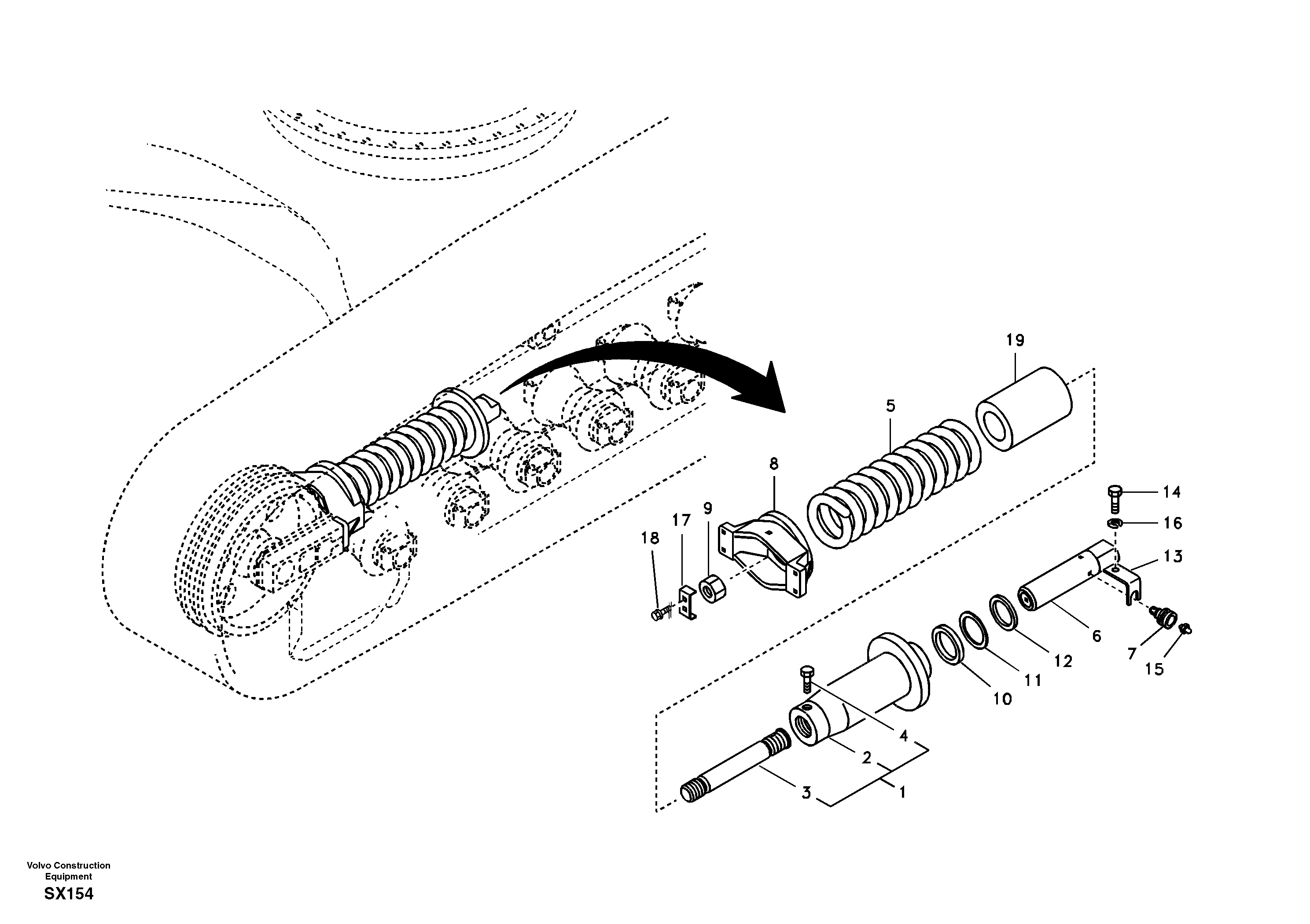 Схема запчастей Volvo EC330B - 24416 Undercarriage, spring package EC330B SER NO INT 10713- EU&NA 80001-