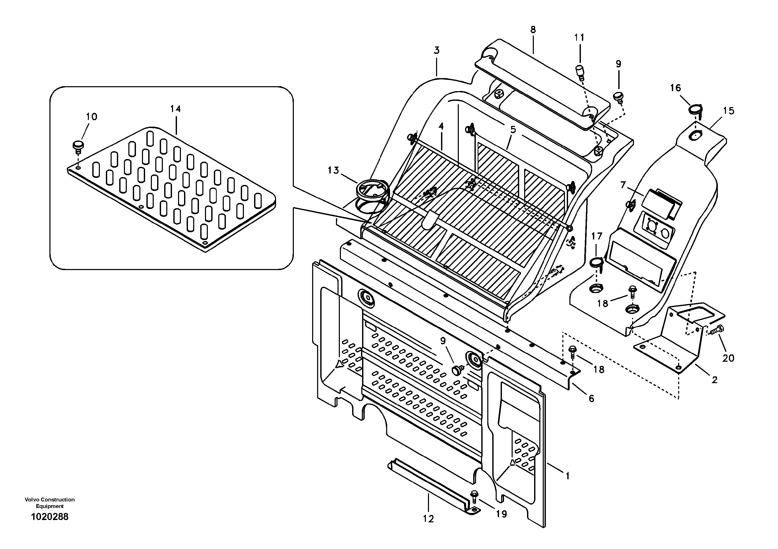 Схема запчастей Volvo EC330B - 29051 Instrument panel, radio panel EC330B SER NO INT 10713- EU&NA 80001-