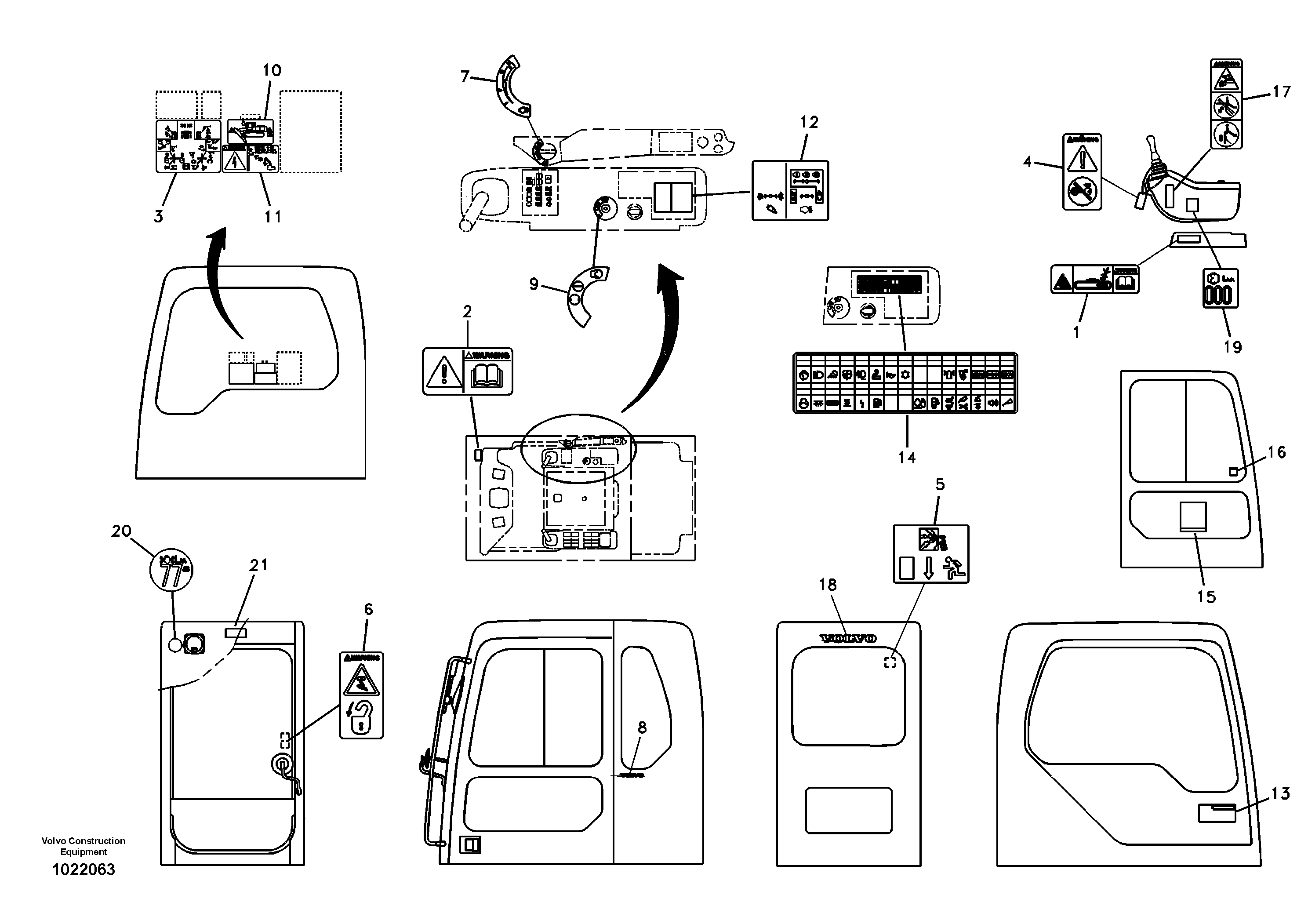Схема запчастей Volvo EC330B - 39473 Decal, inner location EC330B SER NO INT 10713- EU&NA 80001-