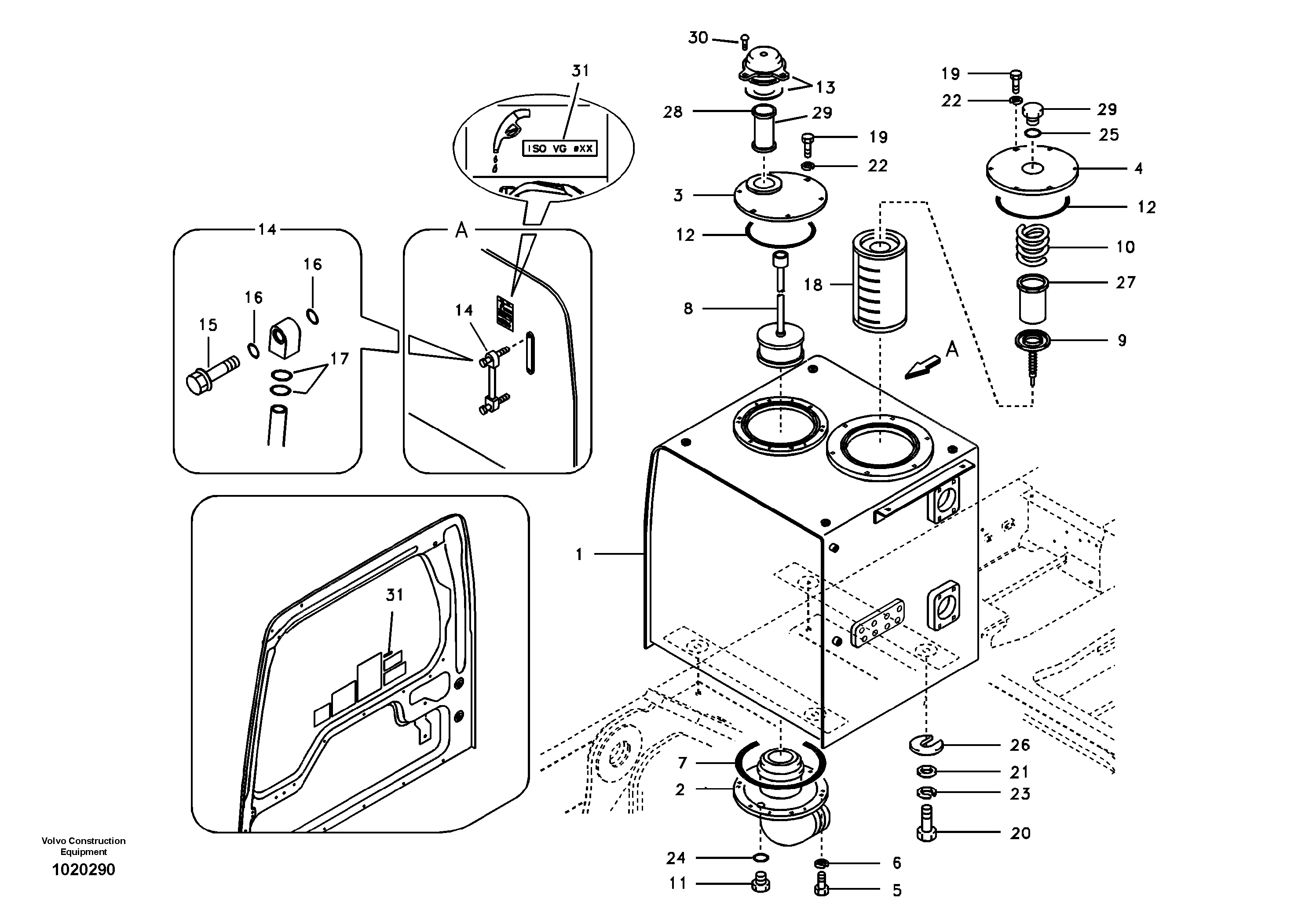 Схема запчастей Volvo EC330B - 34459 Гидробак EC330B SER NO INT 10713- EU&NA 80001-