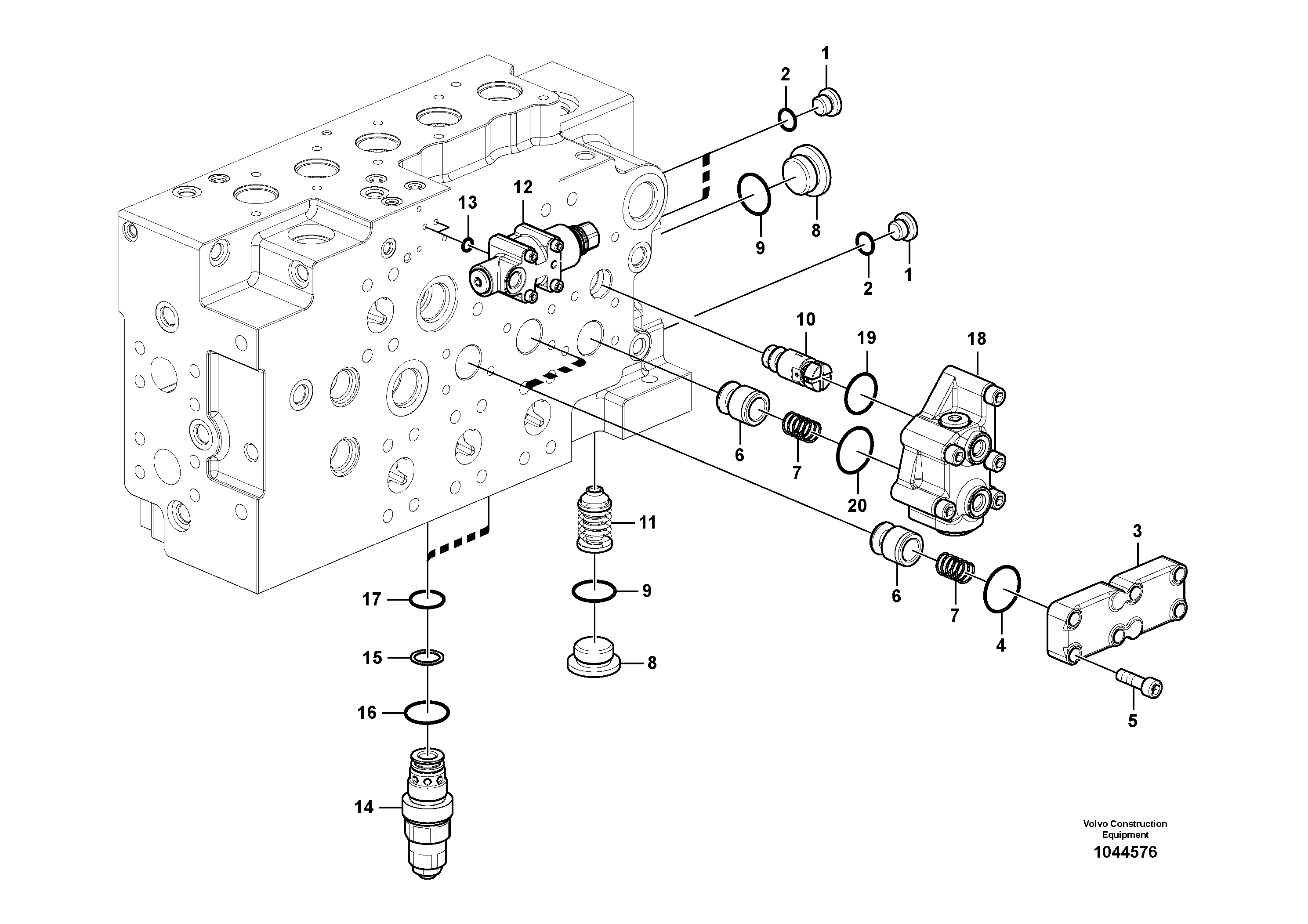 Схема запчастей Volvo EC330B - 95300 Гидрораспределитель (главный управляющий клапан) EC330B SER NO INT 10713- EU&NA 80001-