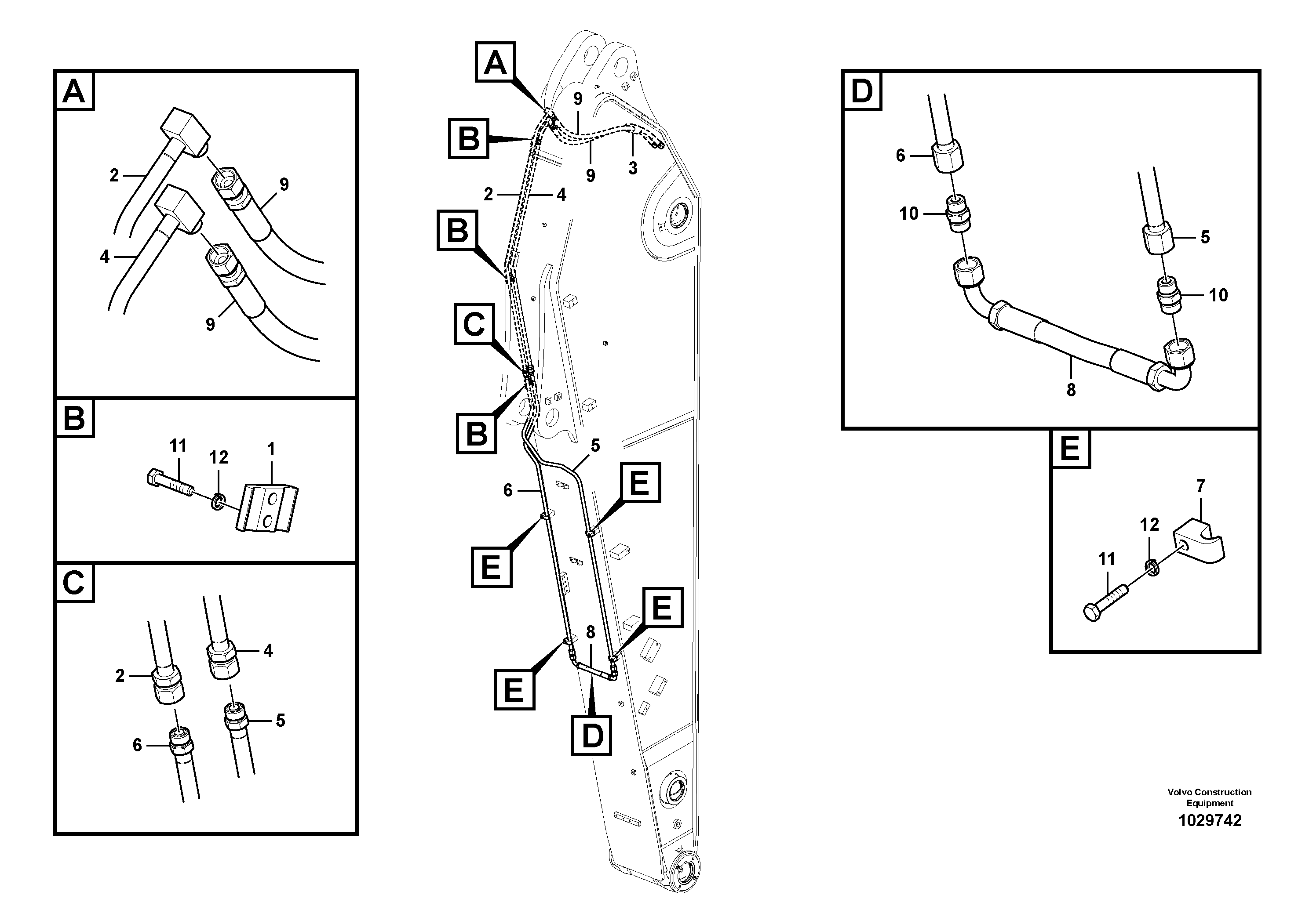 Схема запчастей Volvo EC330B - 80698 Working hydraulic, slope and rotator on dipper arm EC330B SER NO INT 10713- EU&NA 80001-