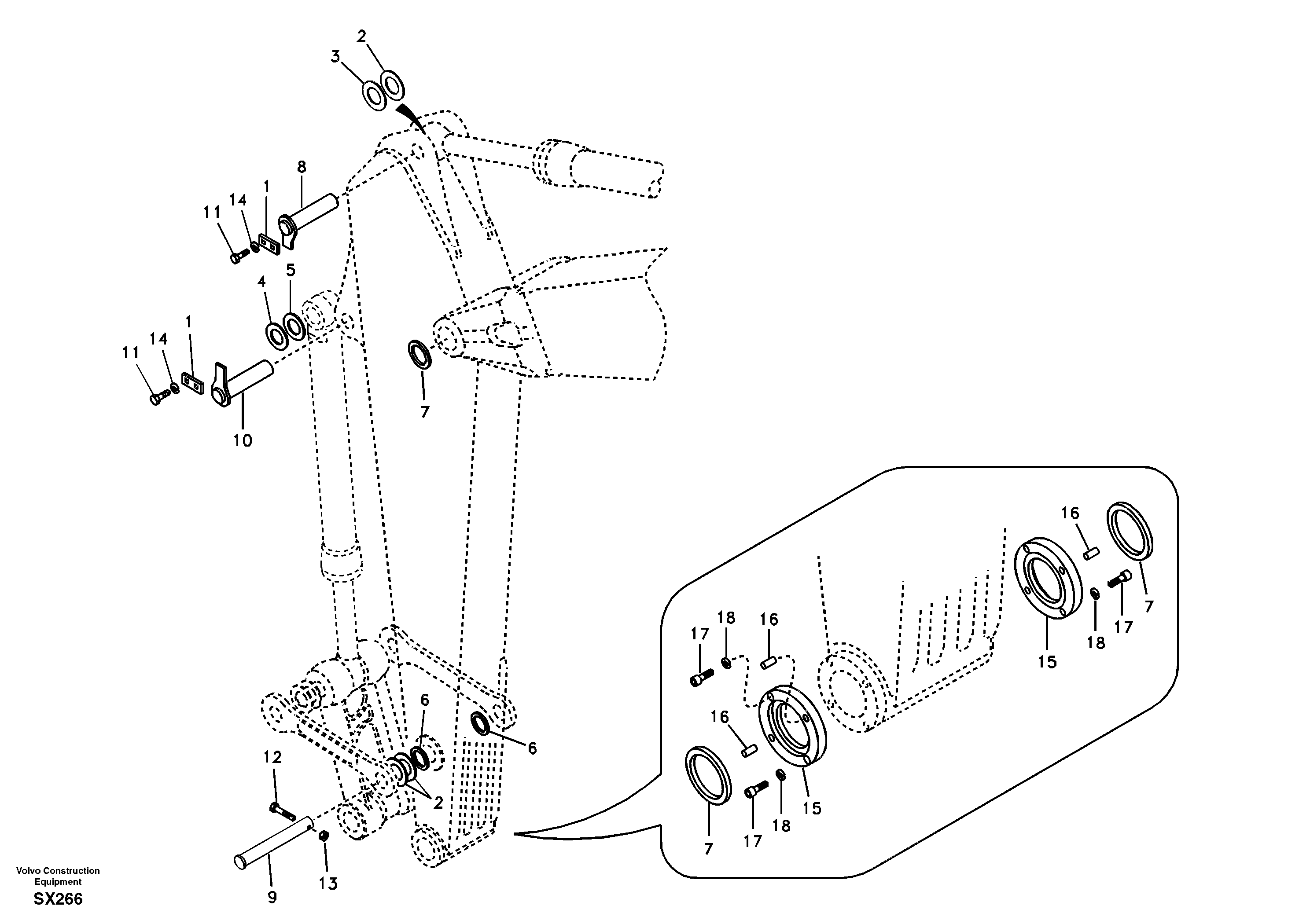 Схема запчастей Volvo EC330B - 98523 Links to dipper arm EC330B SER NO INT 10713- EU&NA 80001-
