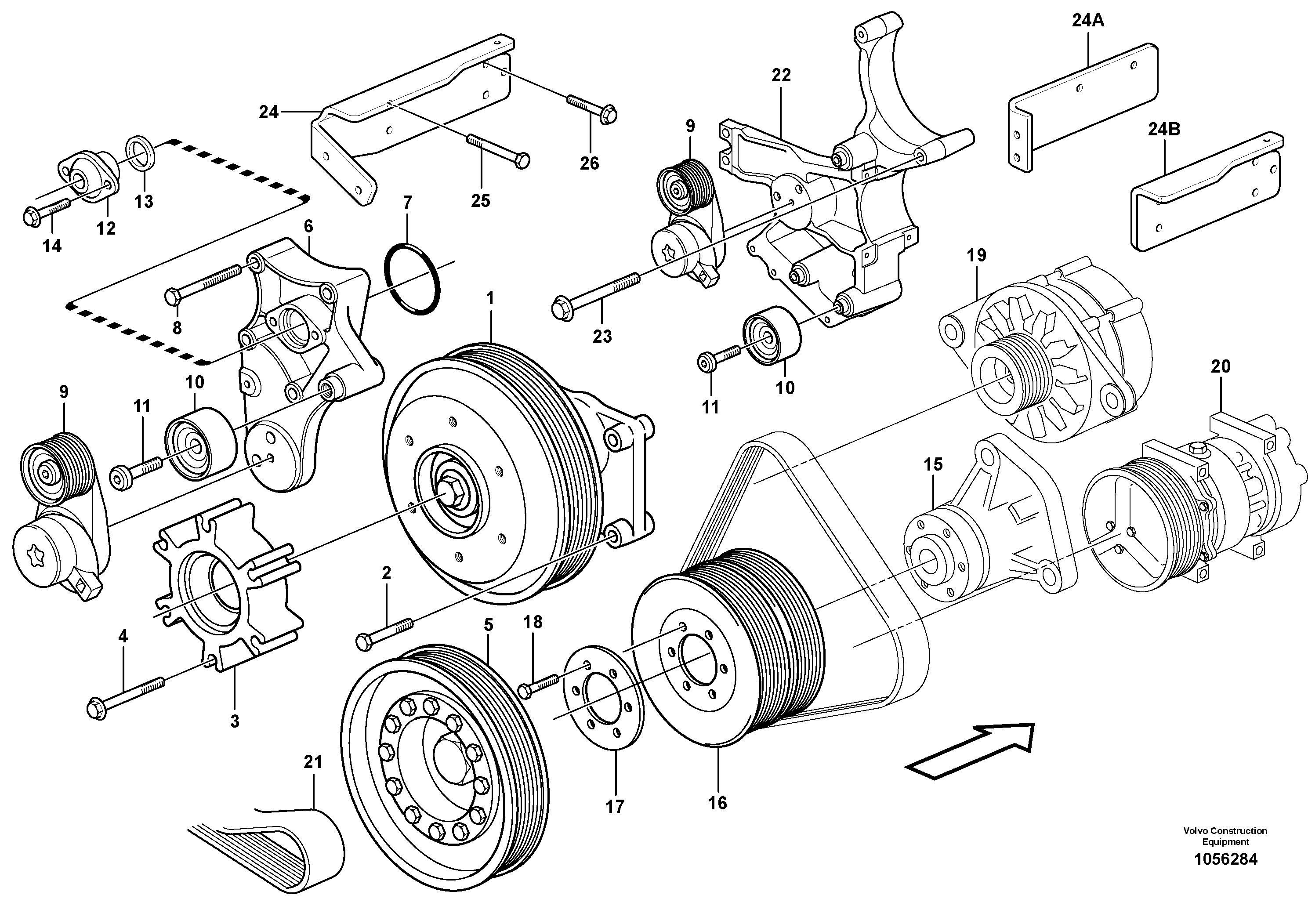 Схема запчастей Volvo EC330B - 84438 Belt transmission EC330B SER NO INT 10713- EU&NA 80001-