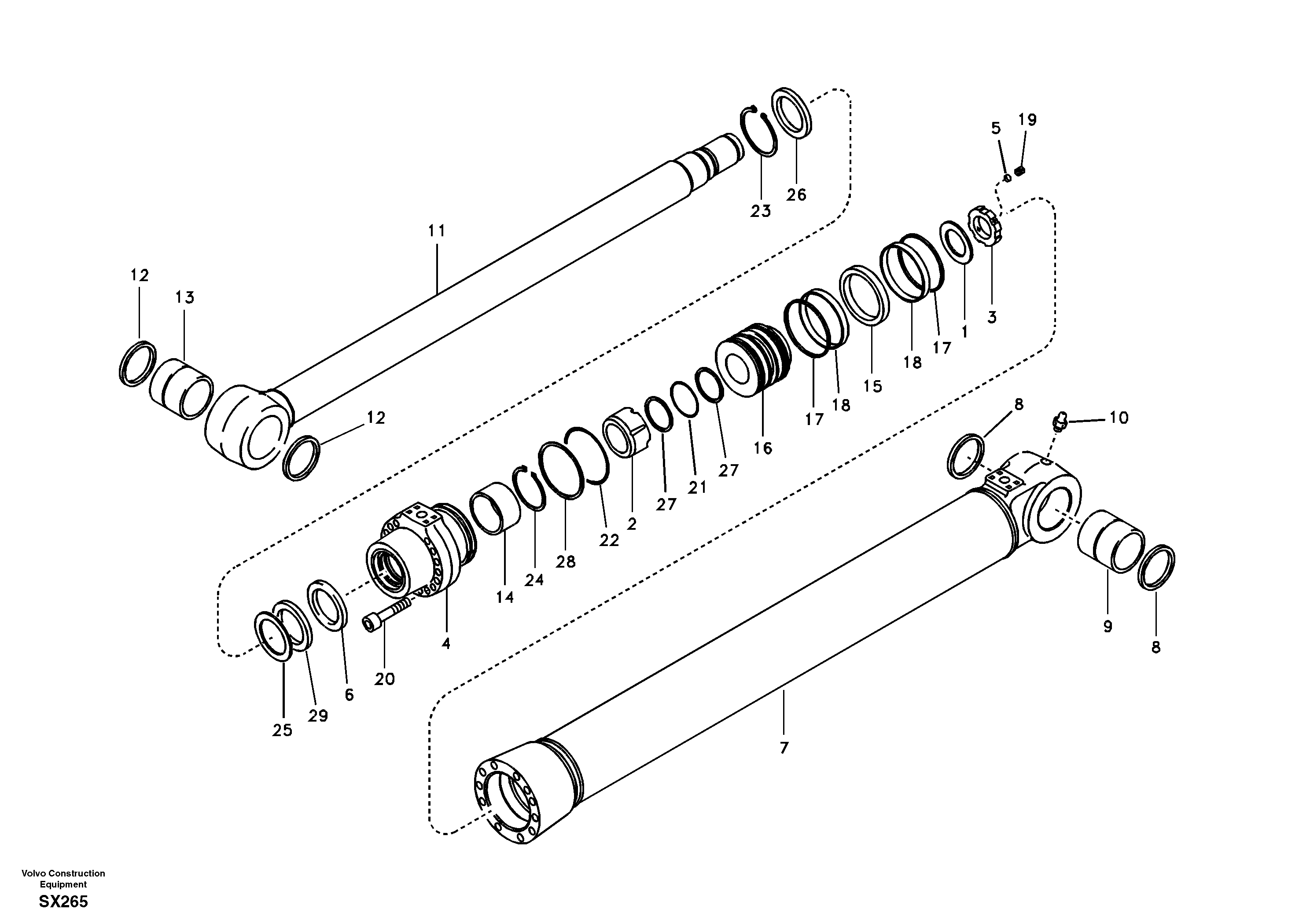 Схема запчастей Volvo EC330B - 88009 Гидроцилиндр стрелы EC330B PRIME S/N 15001-