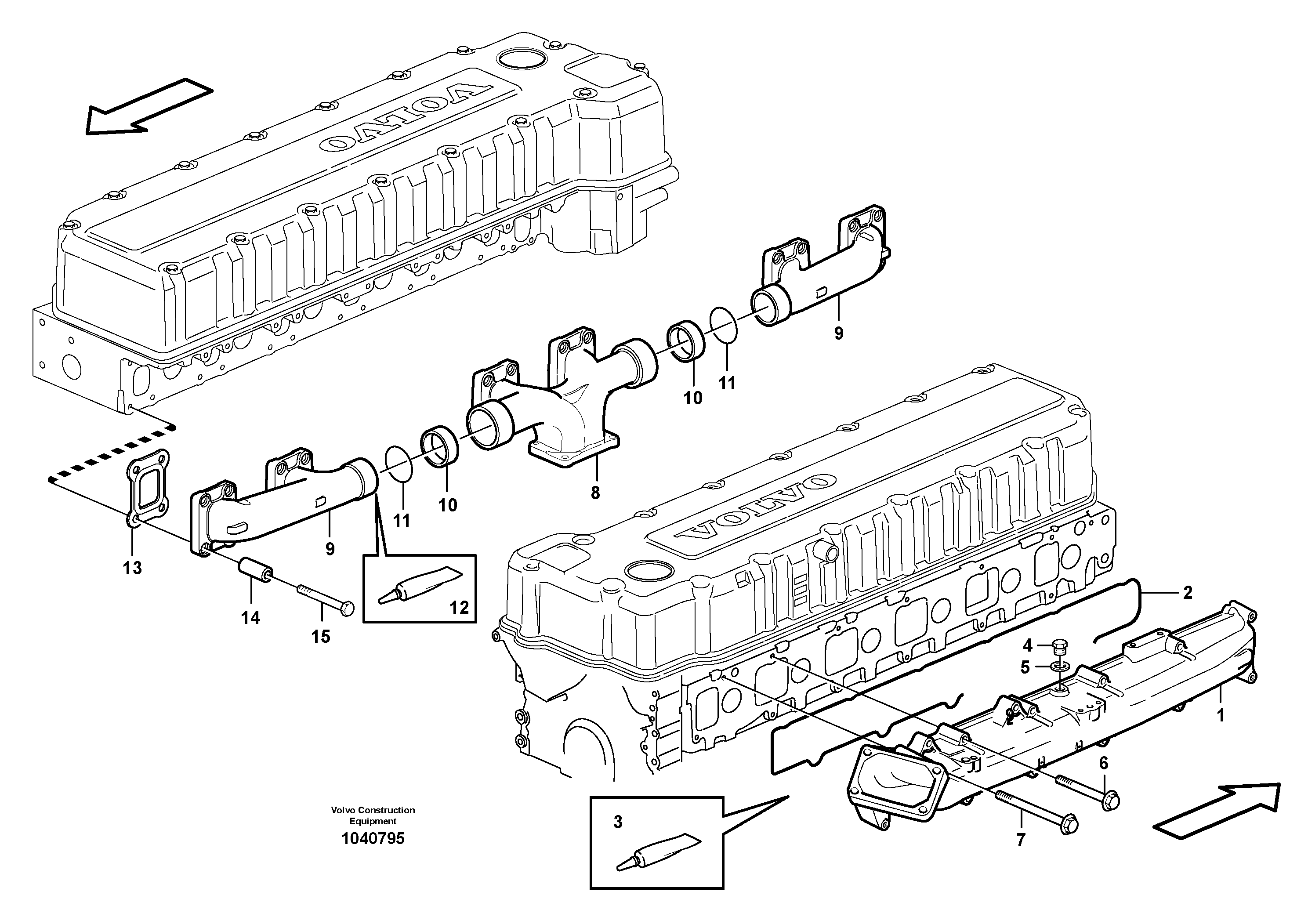 Схема запчастей Volvo EC330B - 62058 Inlet manifold and exhaust manifold EC330B PRIME S/N 15001-