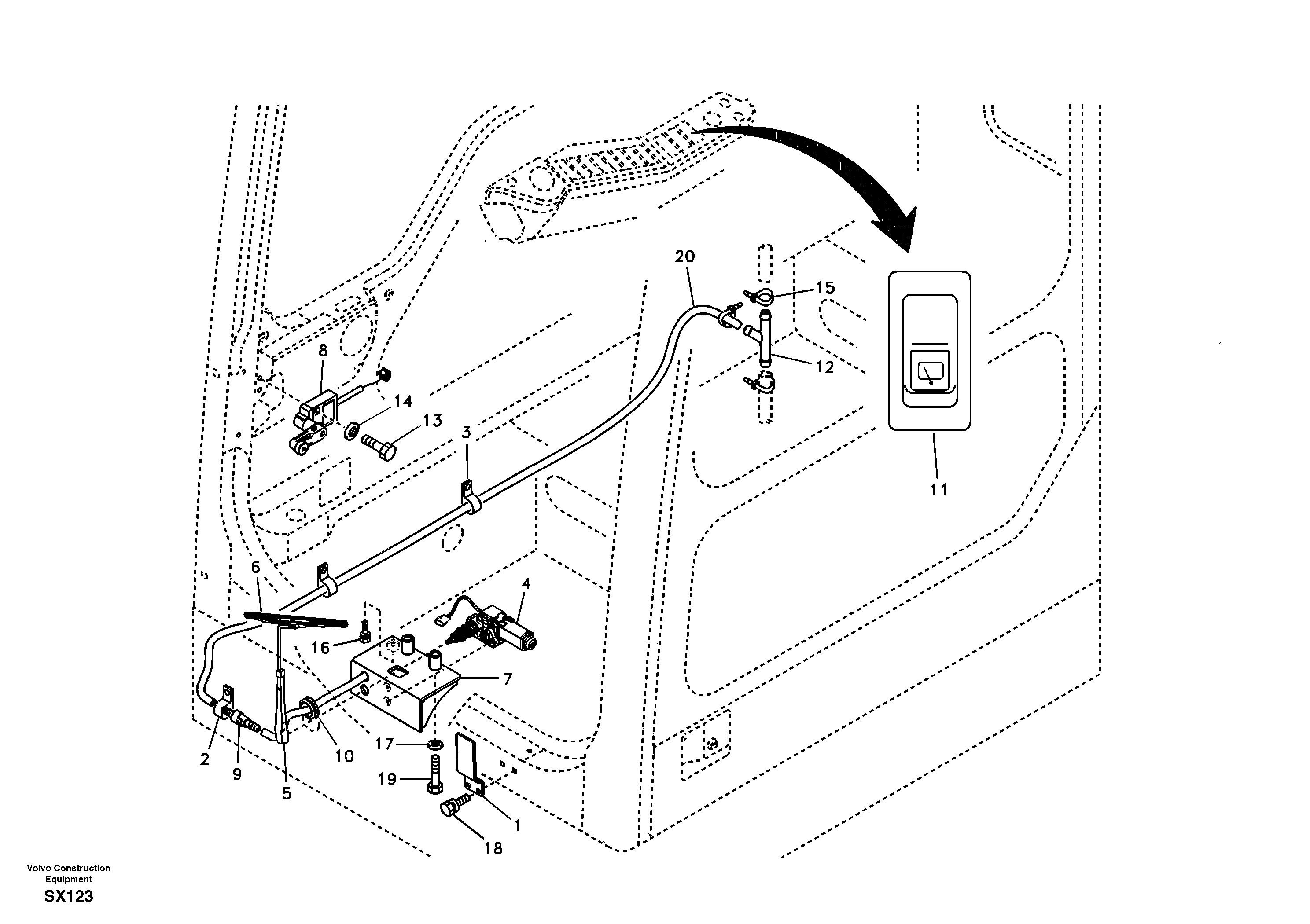Схема запчастей Volvo EC330B - 58784 Lower wiper EC330B