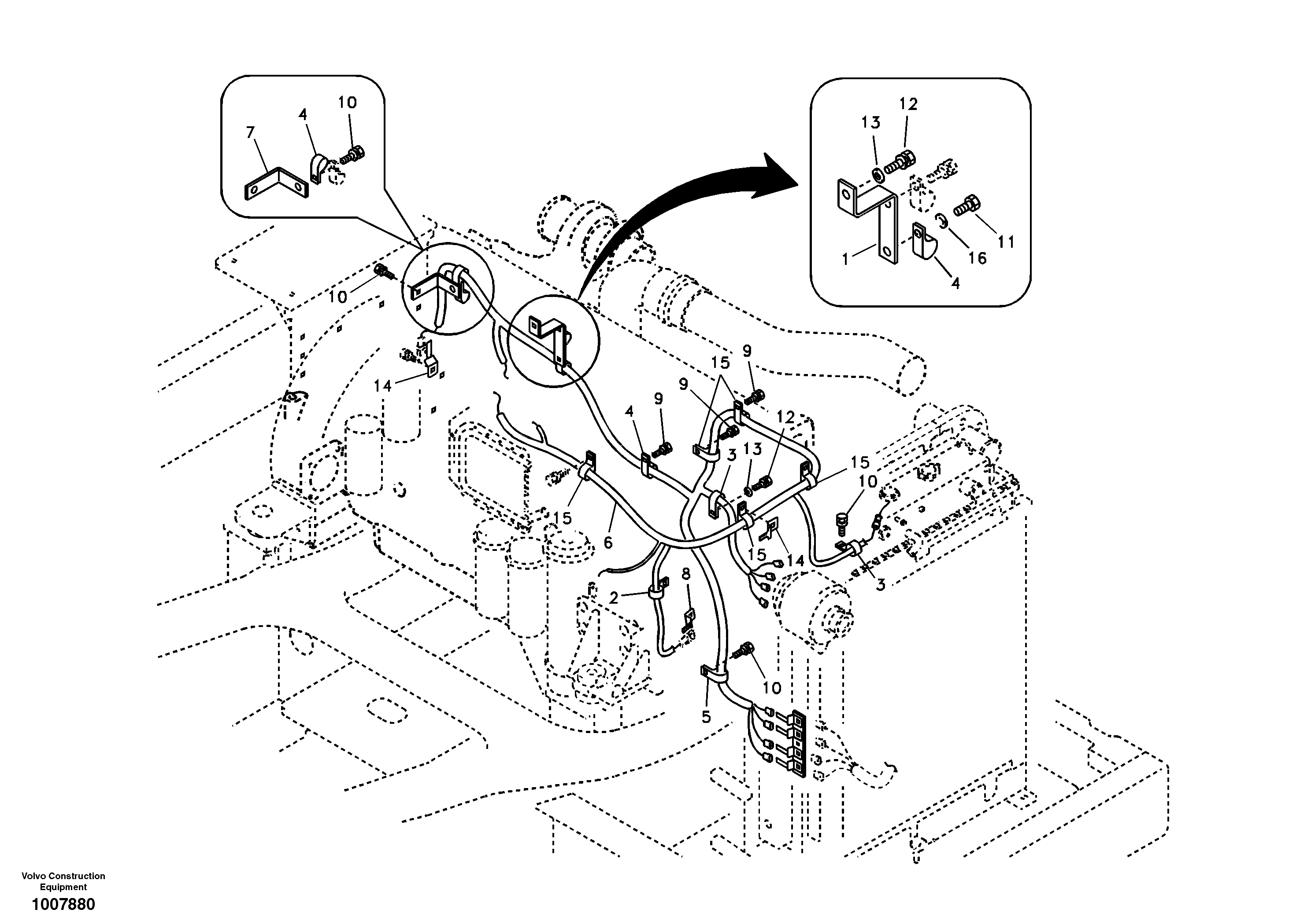 Схема запчастей Volvo EC330B - 33268 Cable harness, engine EC330B