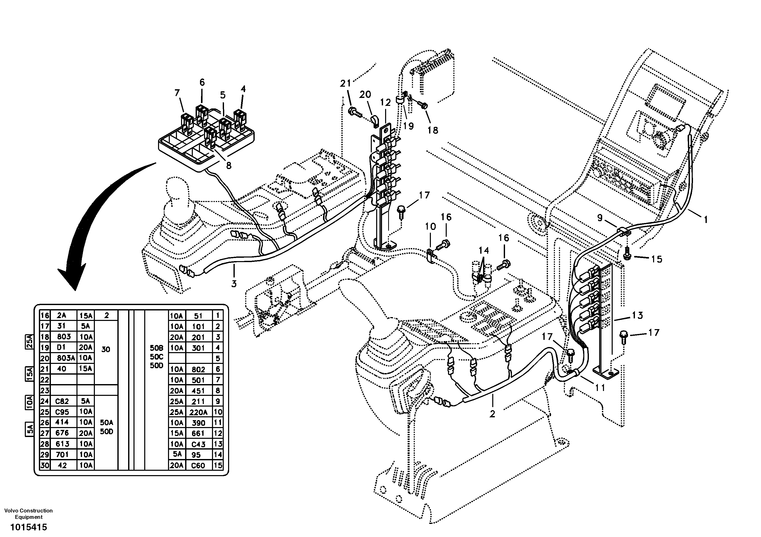 Схема запчастей Volvo EC330B - 93669 Cable and wire harness, instrument panel EC330B