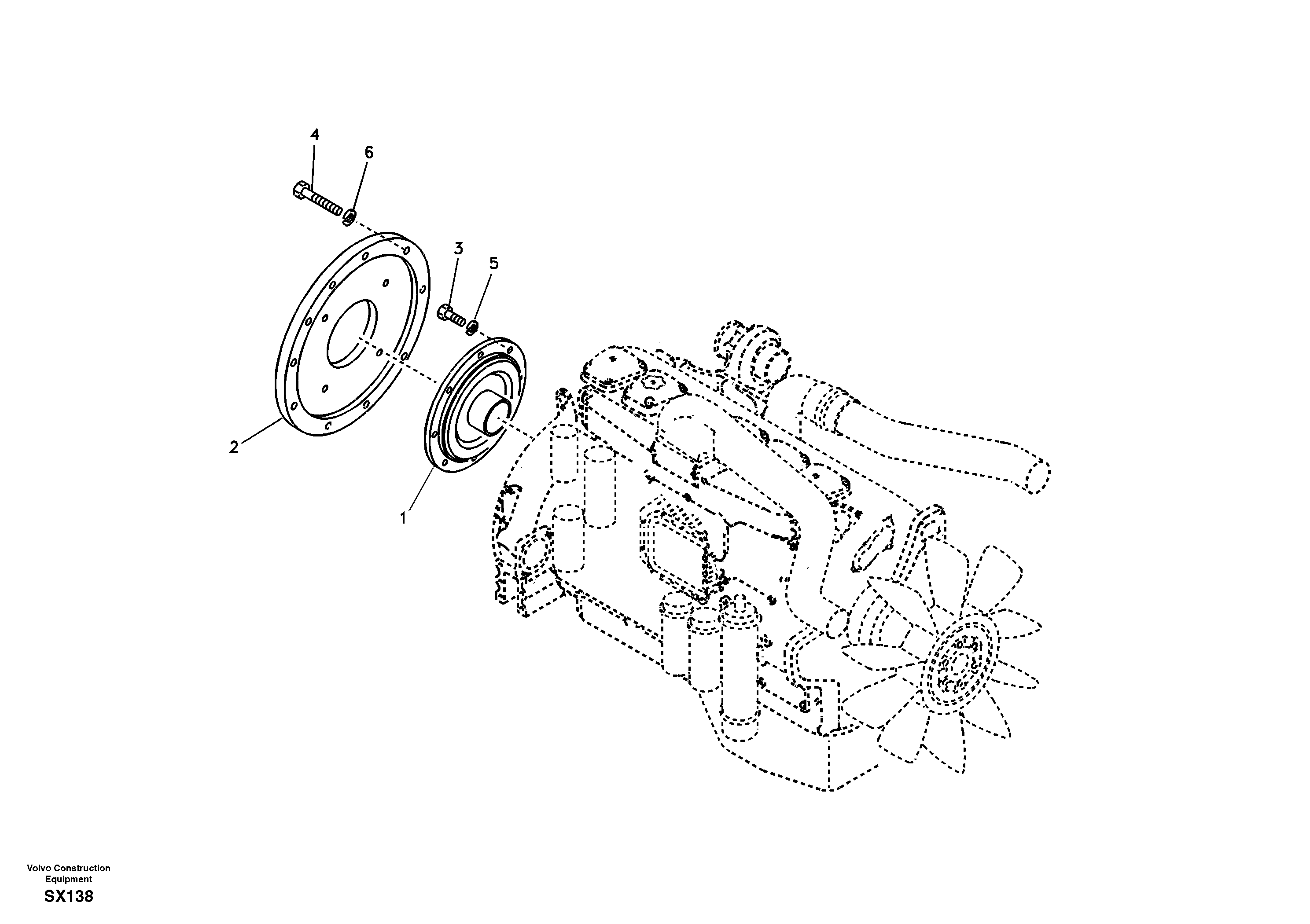Схема запчастей Volvo EC330B - 44194 Pump gearbox with assembling parts EC330B