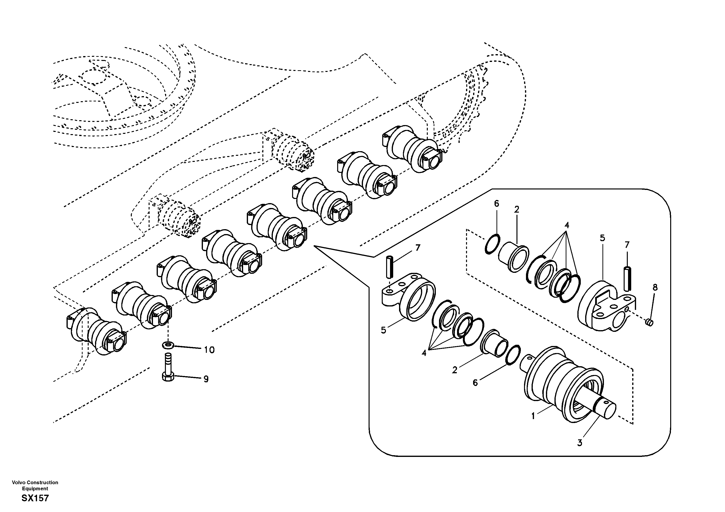 Схема запчастей Volvo EC330B - 37931 Bottom roller EC330B