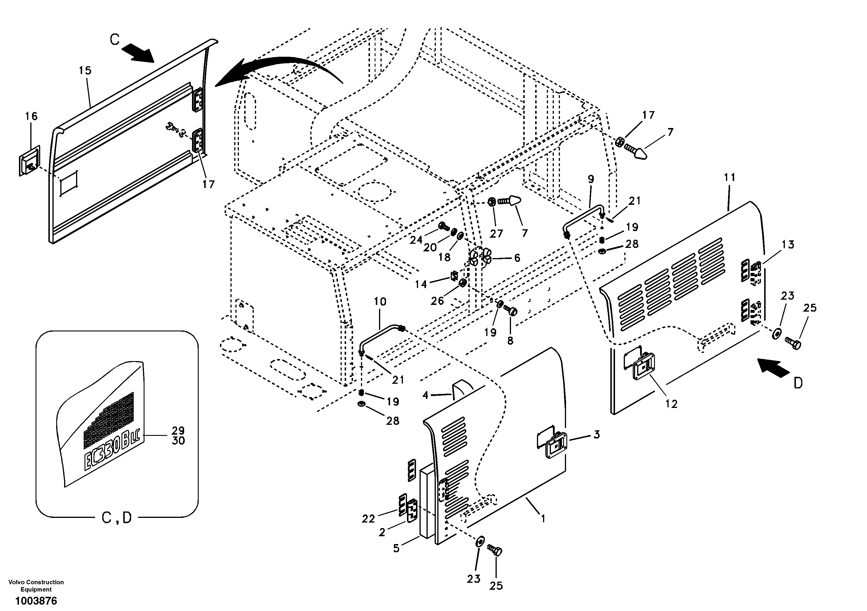 Схема запчастей Volvo EC330B - 58980 Door, side EC330B
