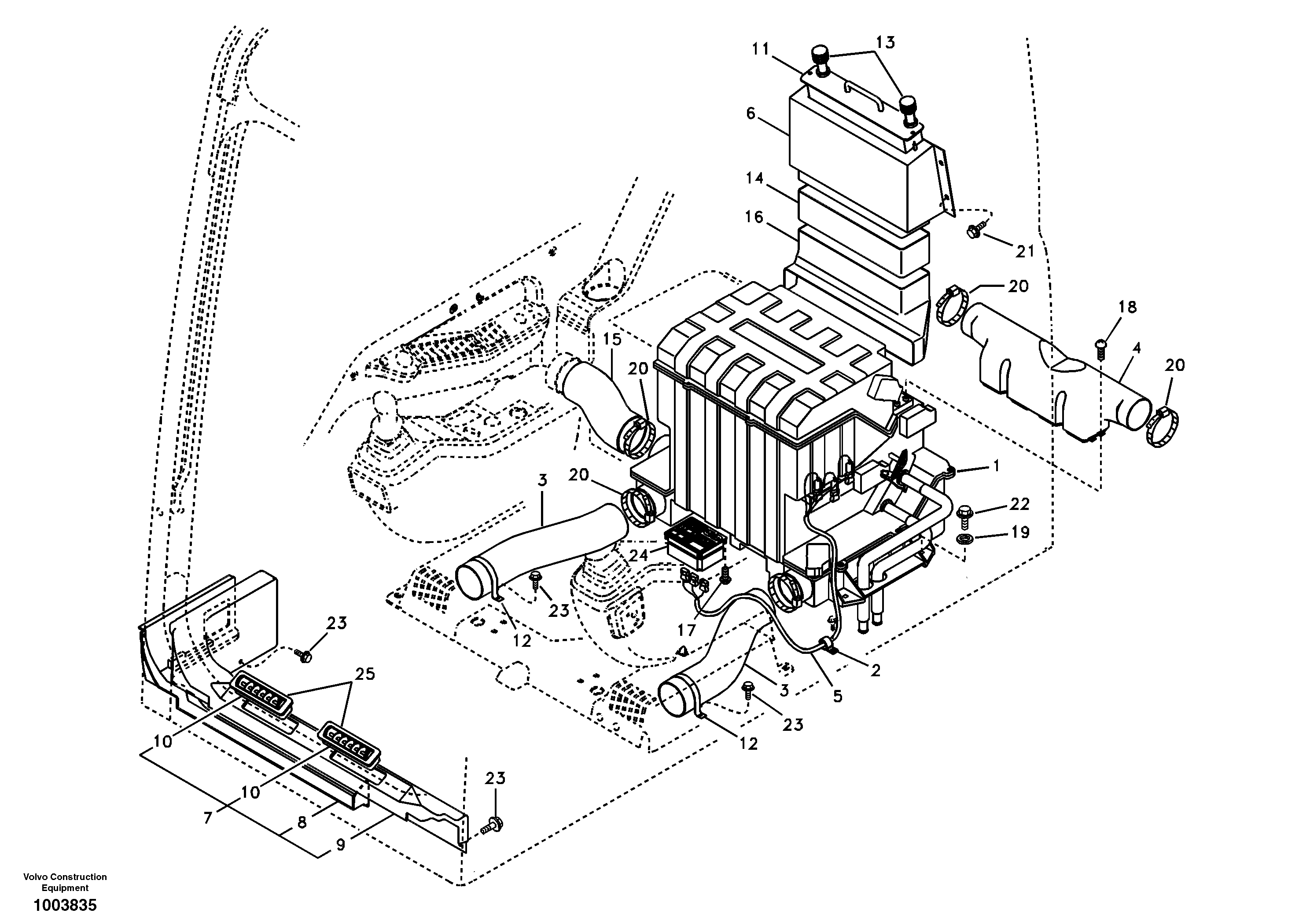 Схема запчастей Volvo EC330B - 31453 Air duct in cabin and cabin floor EC330B