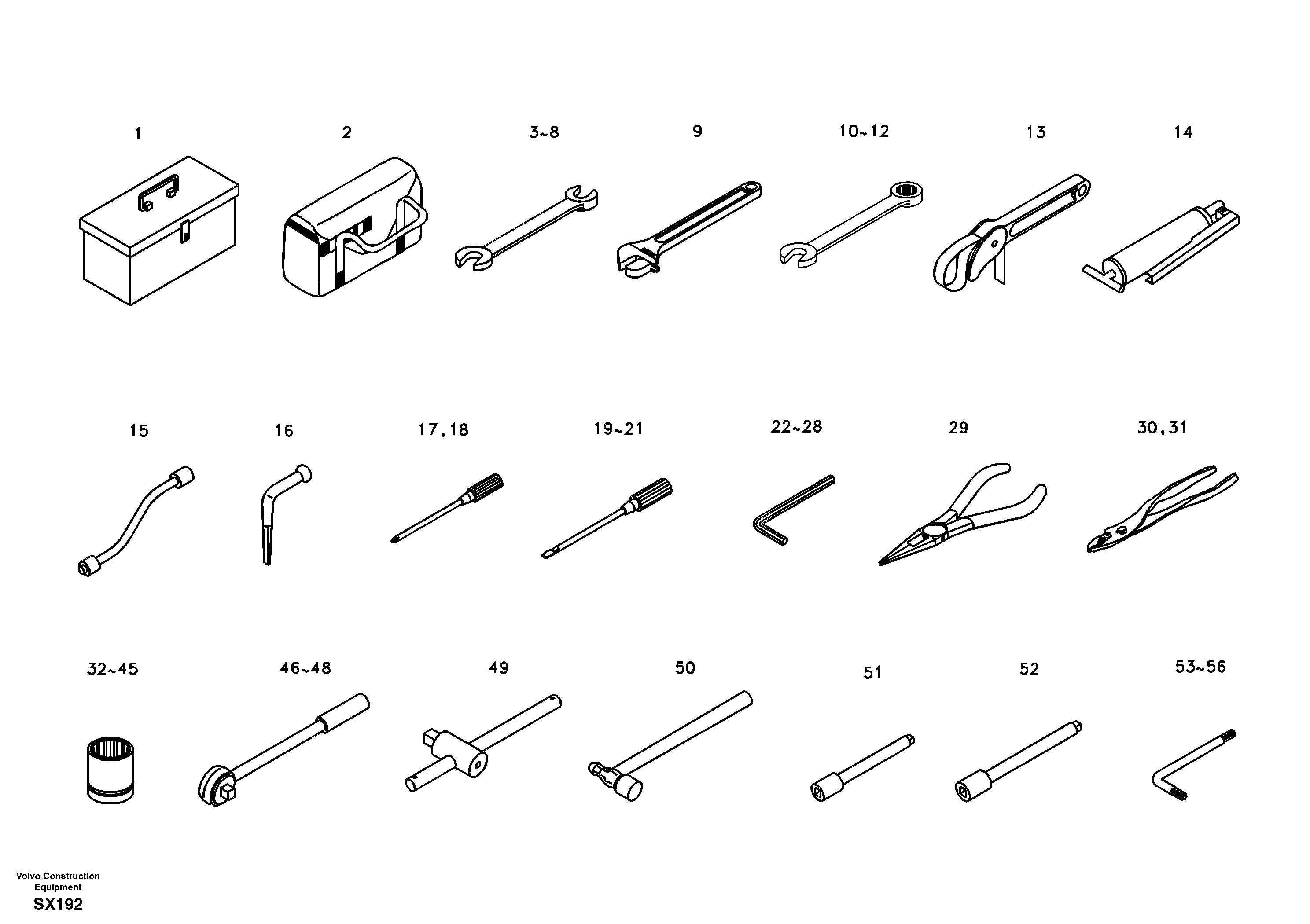 Схема запчастей Volvo EC330B - 17164 Инструменты для ремонта EC330B