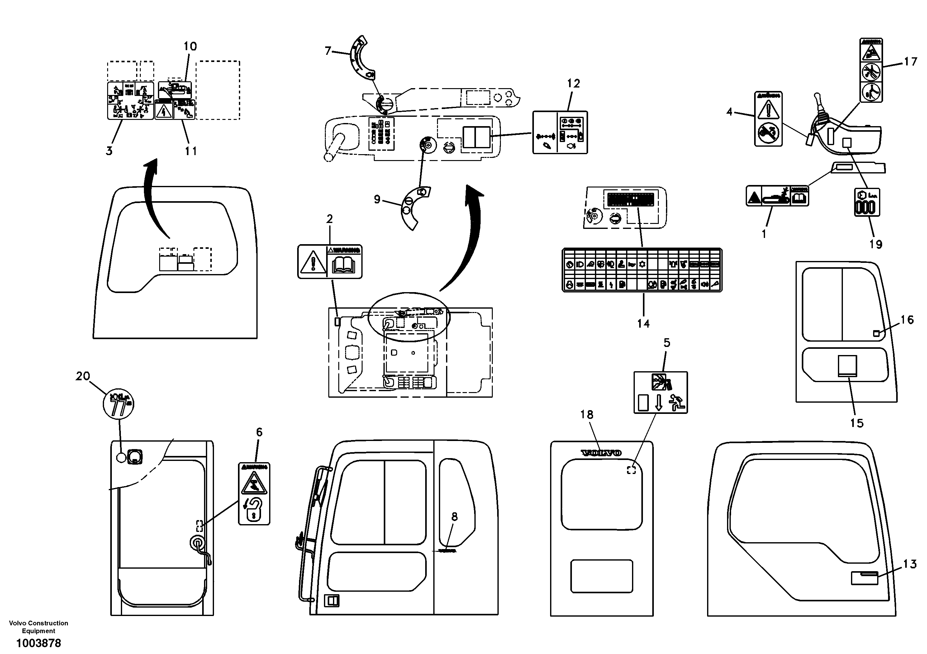 Схема запчастей Volvo EC330B - 61920 Decal, inner location EC330B
