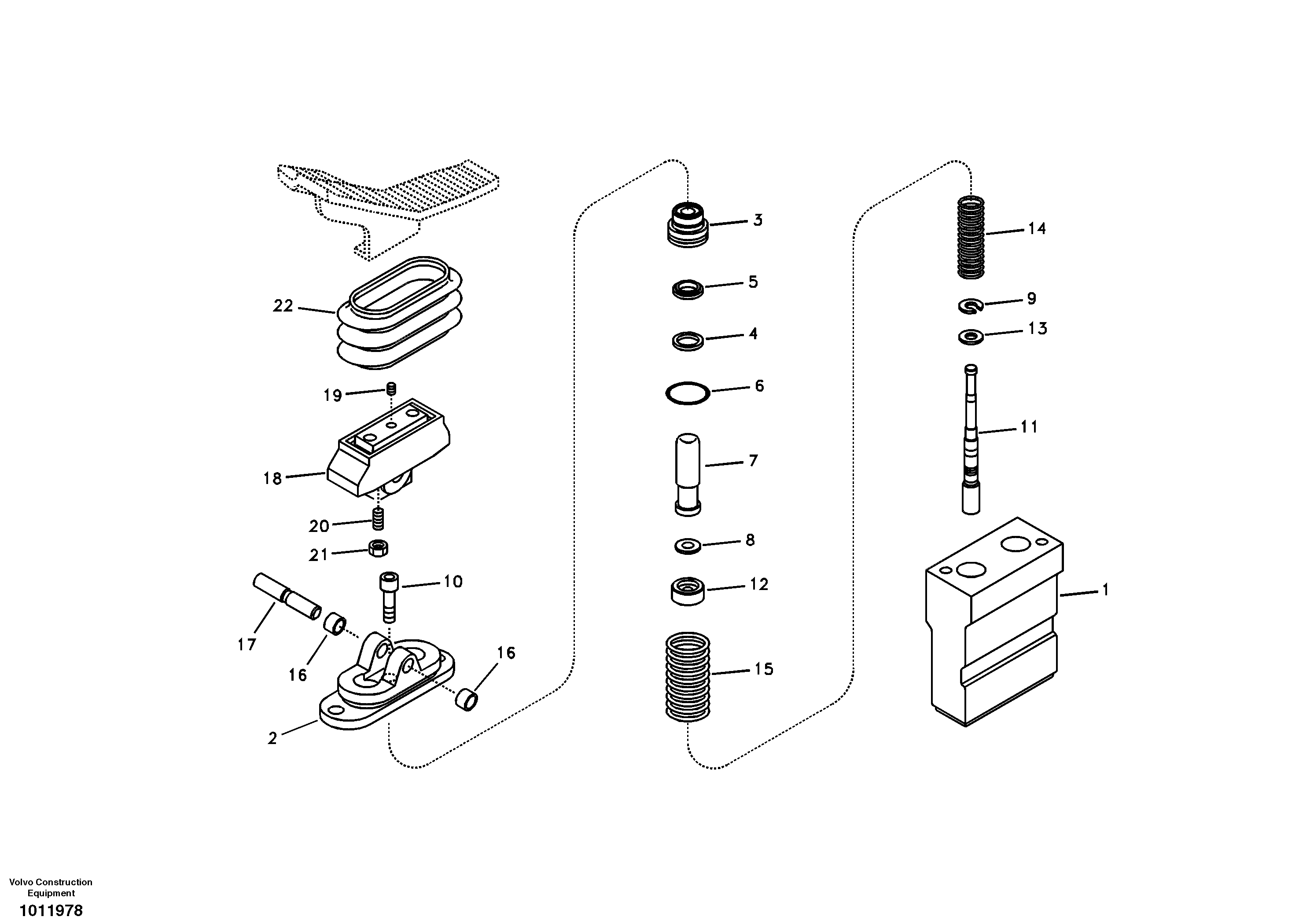 Схема запчастей Volvo EC330B - 50815 Working hydraulic, remote control valve pedal for hammer and shear EC330B
