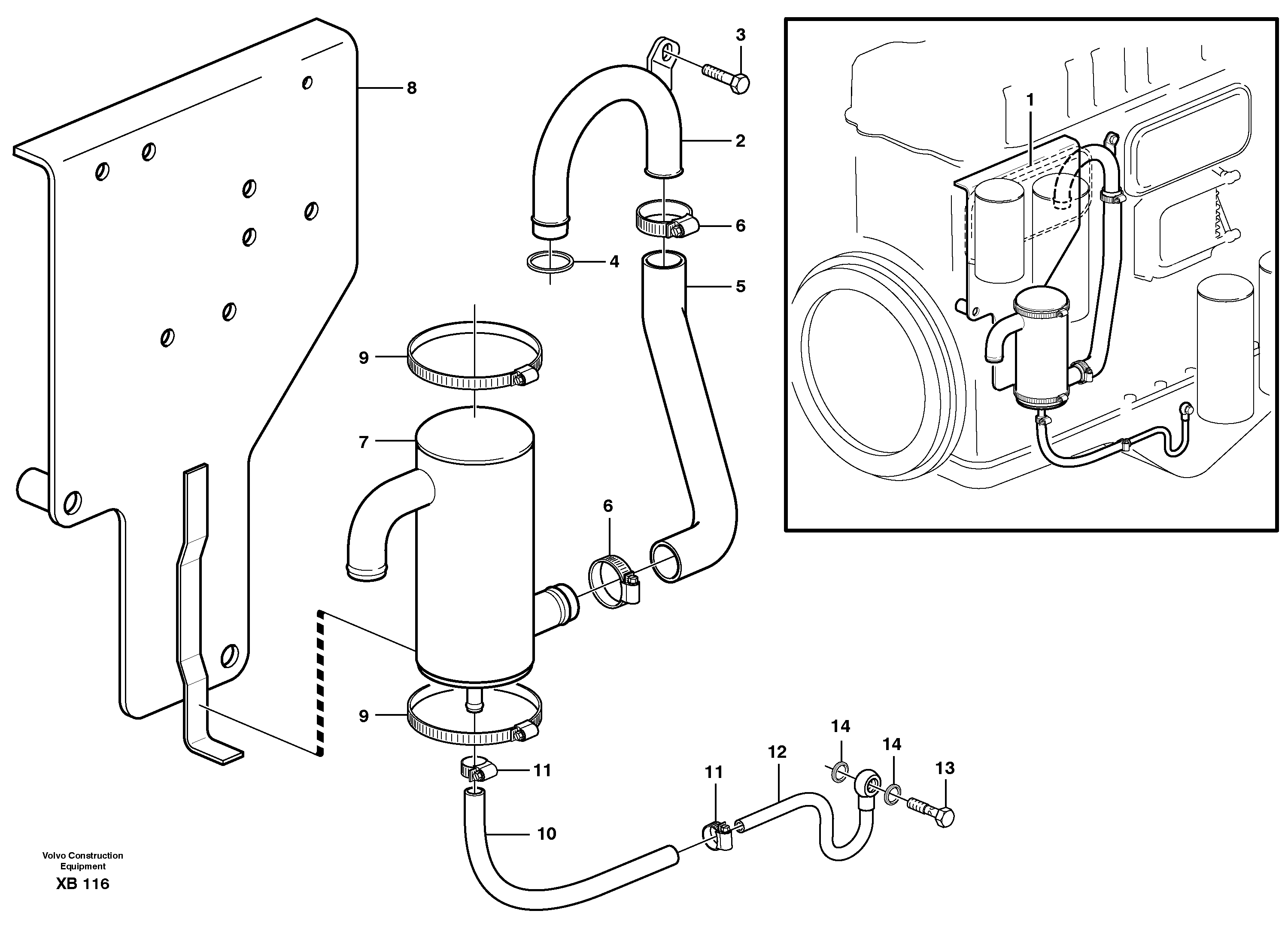 Схема запчастей Volvo EC330B - 23157 Crankcase ventilation EC330B