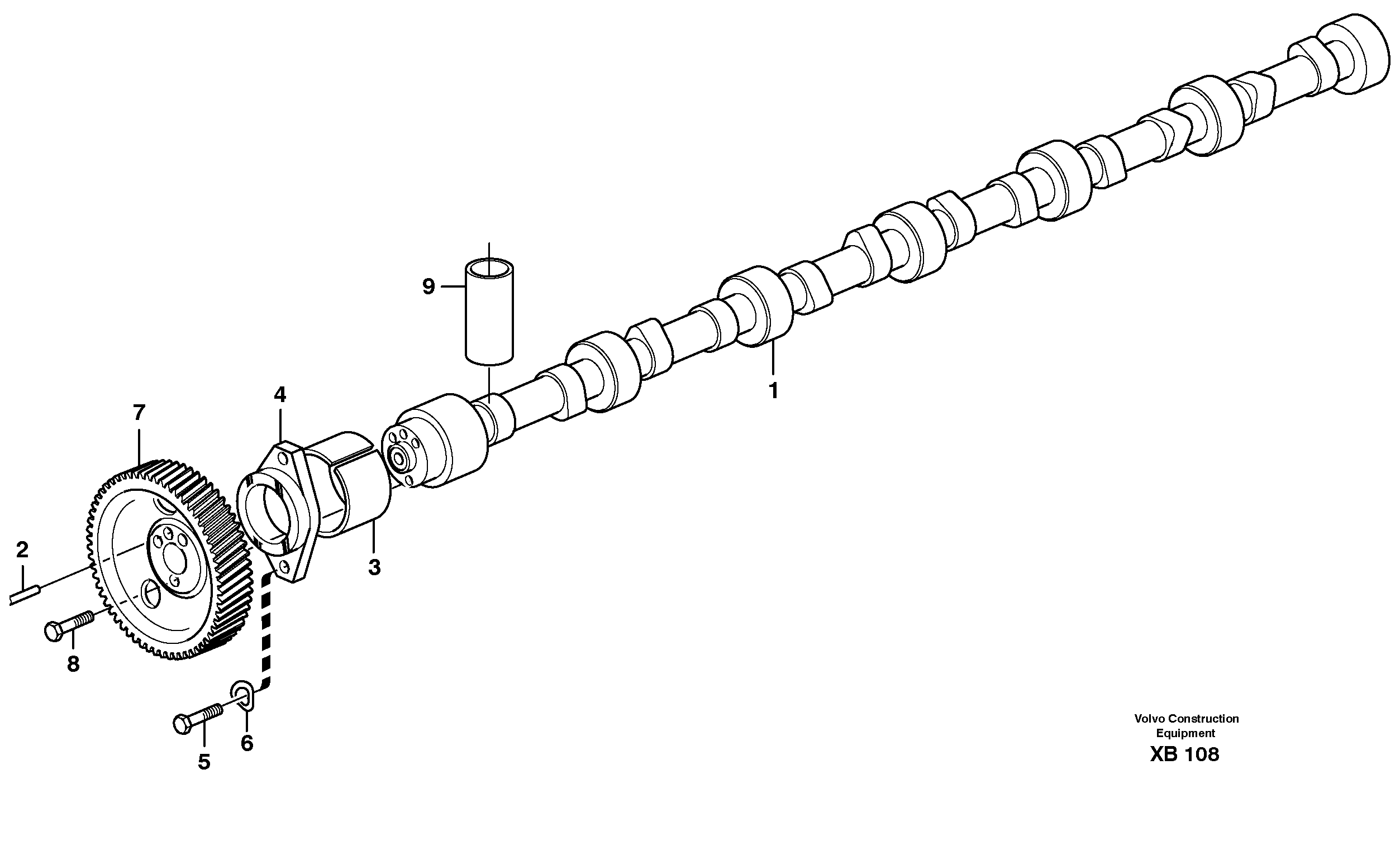Схема запчастей Volvo EC330B - 39121 Распредвал EC330B