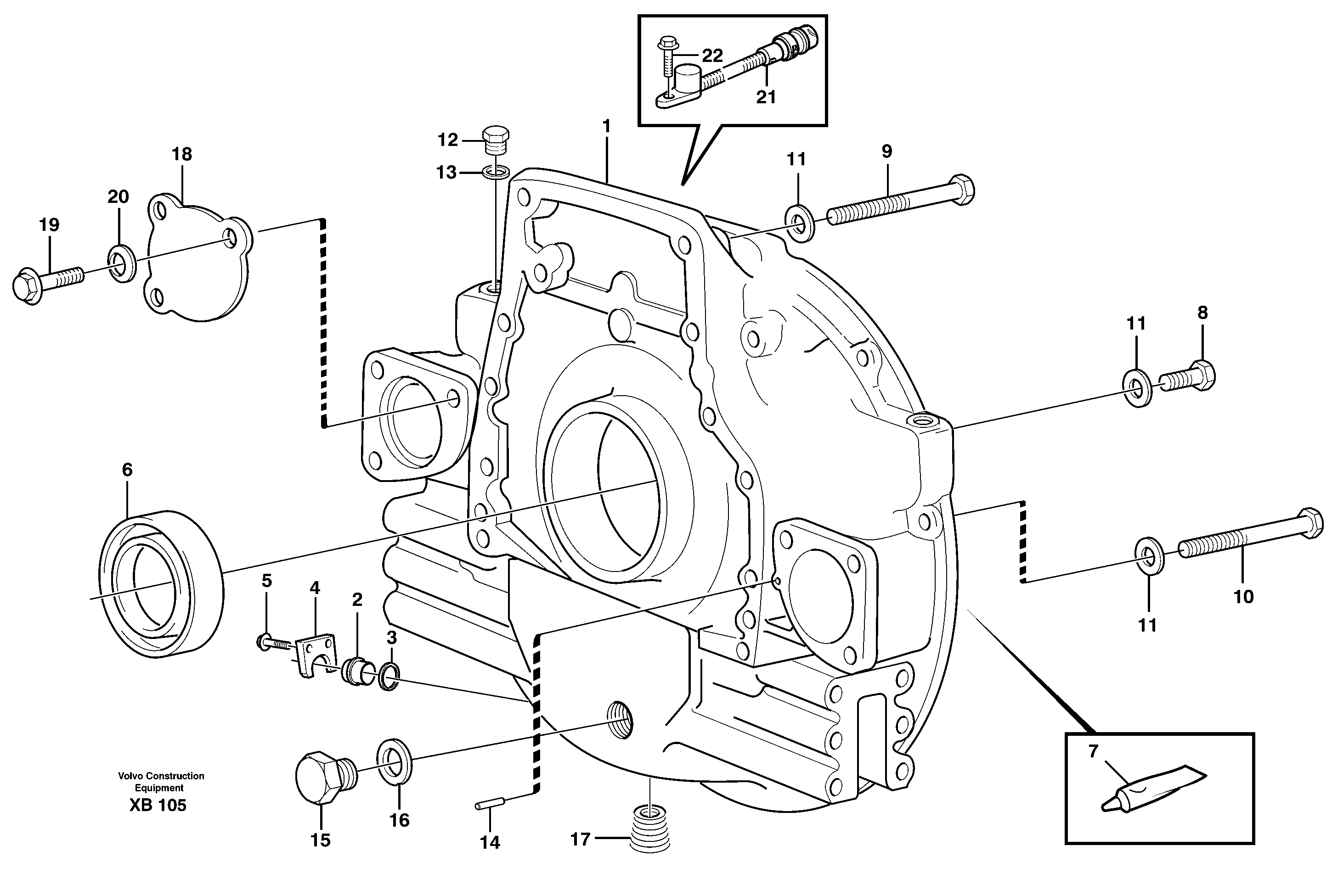 Схема запчастей Volvo EC330B - 18910 Картер маховика EC330B