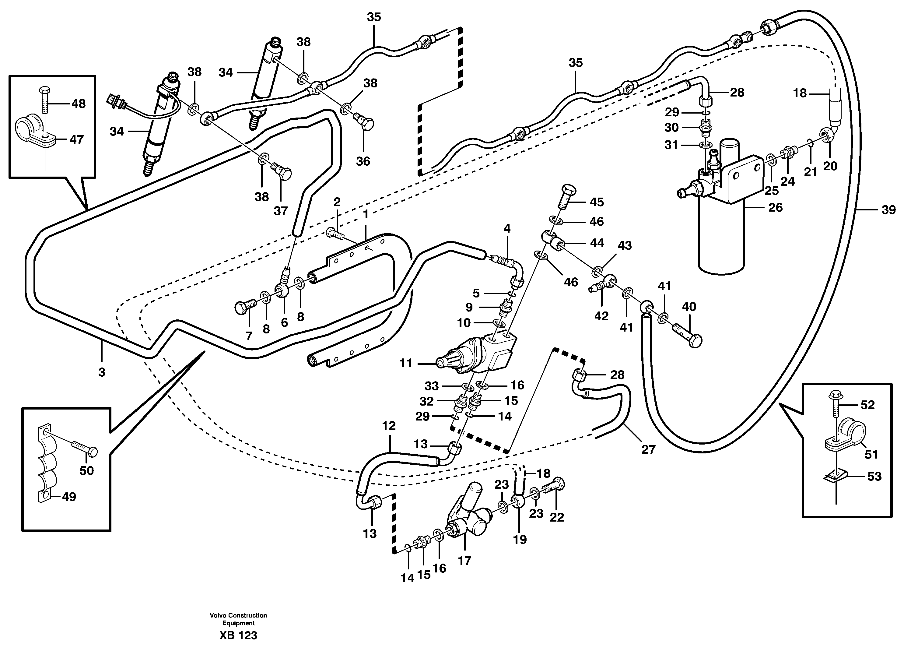 Схема запчастей Volvo EC330B - 35190 Fuel pipes, radiator - injection pump EC330B