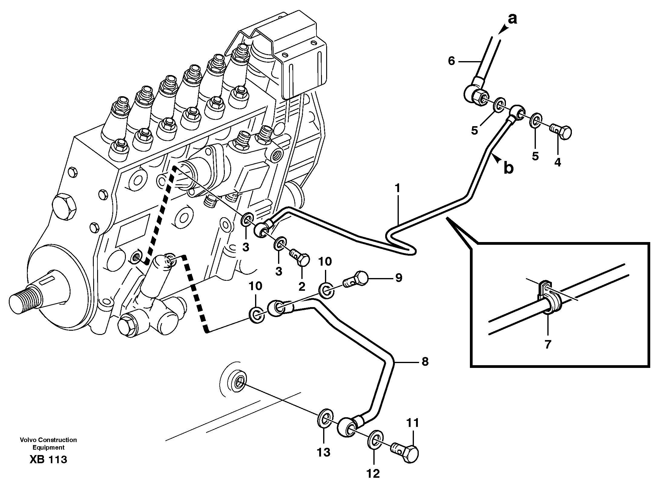 Схема запчастей Volvo EC330B - 27407 Fuel system, oil pipe EC330B
