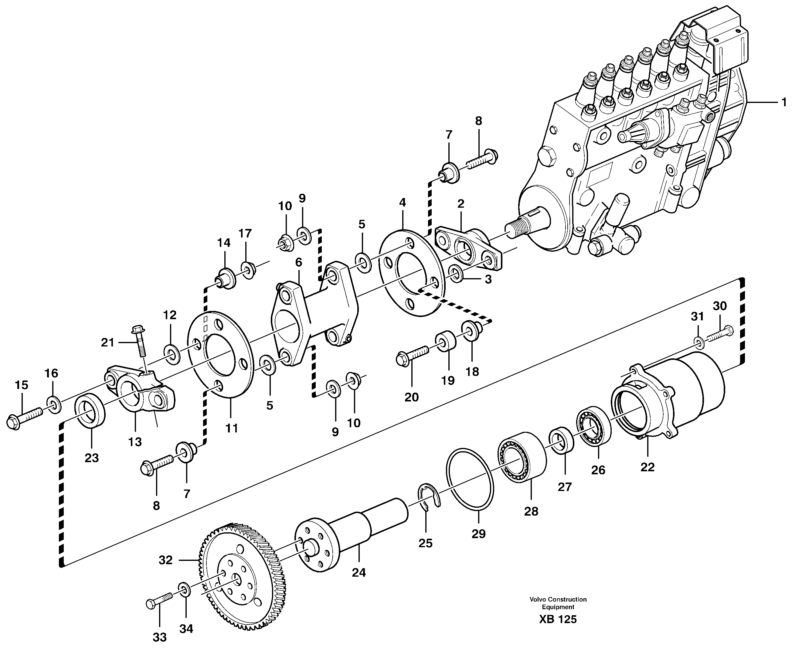 Схема запчастей Volvo EC330B - 61214 Pump drive EC330B